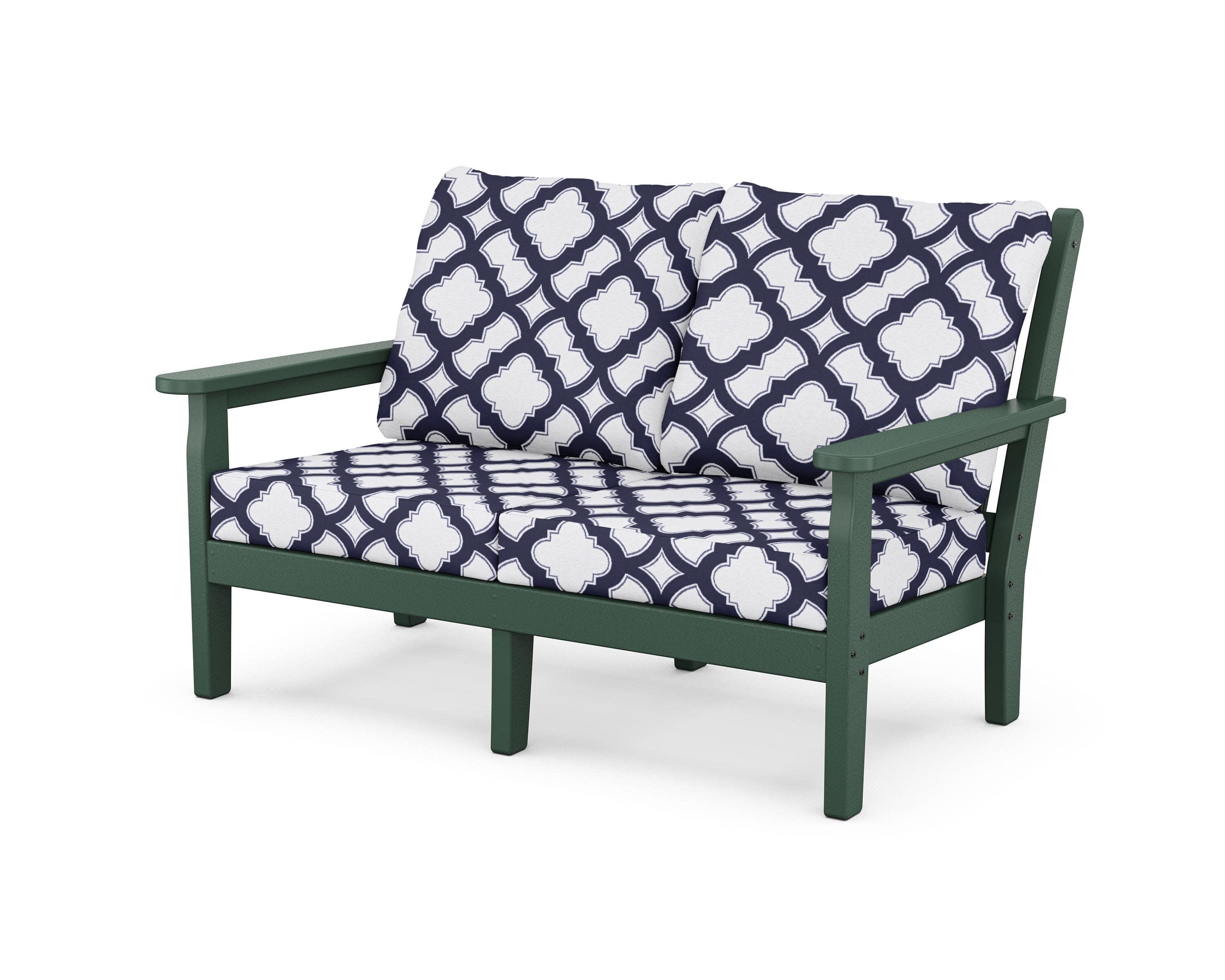 Chippendale Deep Seating Loveseat in Green / Trellis Navy