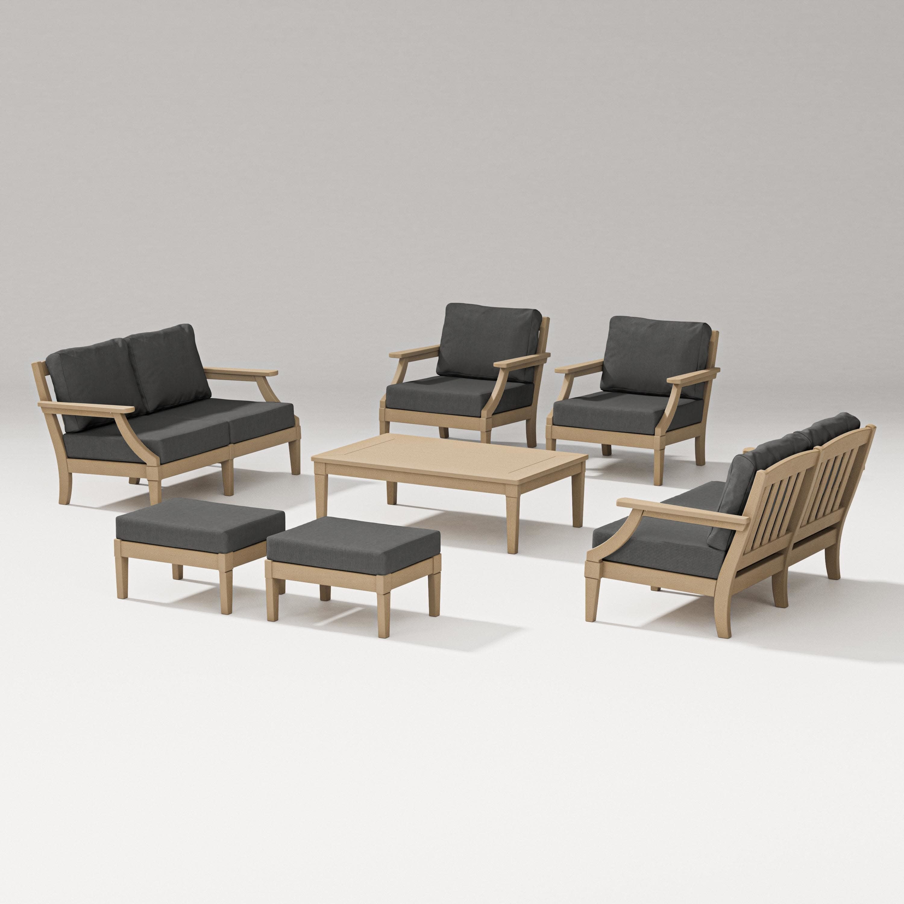 Estate 7-Piece Lounge Loveseat Set in Vintage Sahara / Spectrum Carbon