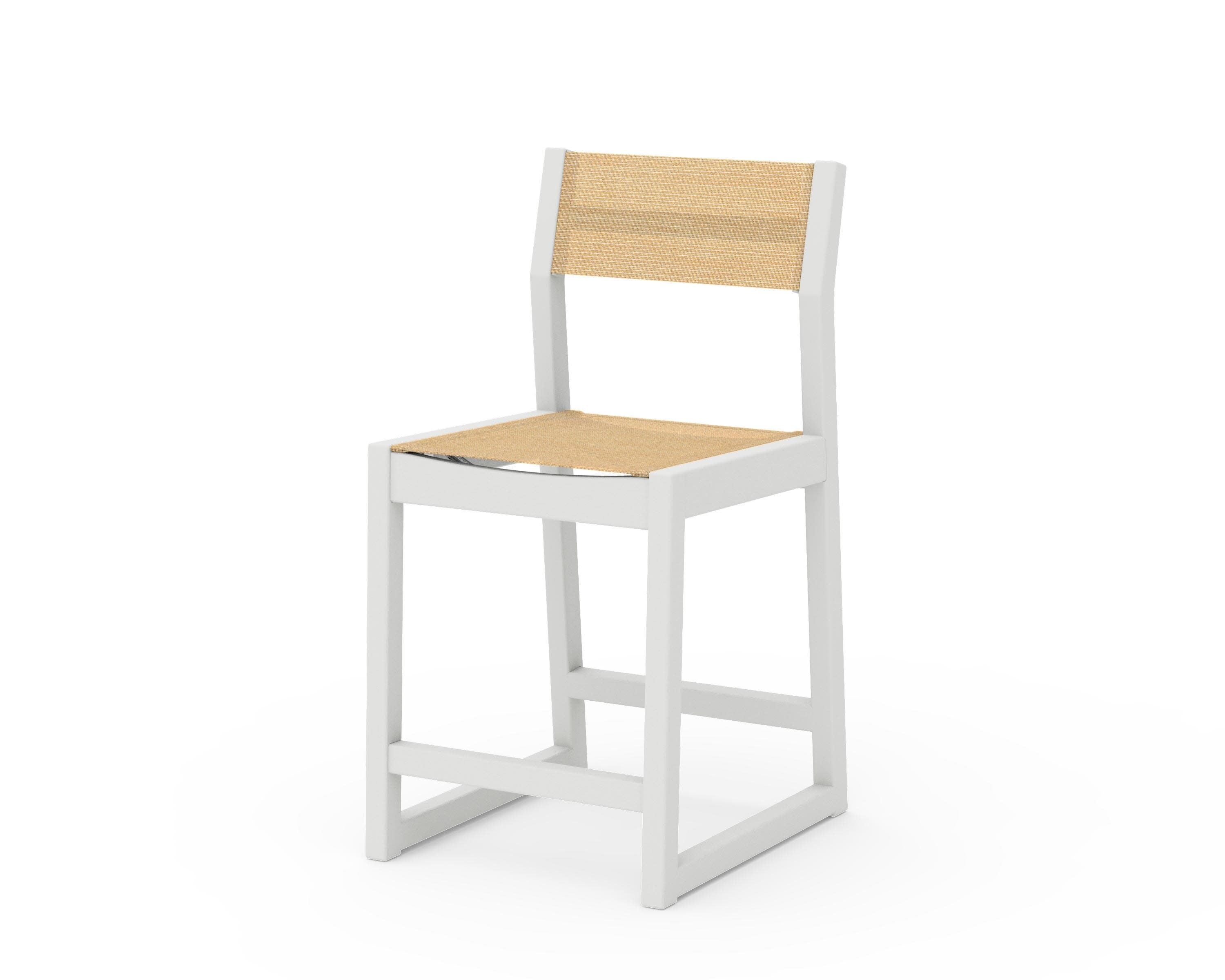 EDGE Sling Counter Side Chair in Vintage White / Dupioni Apricot Sling
