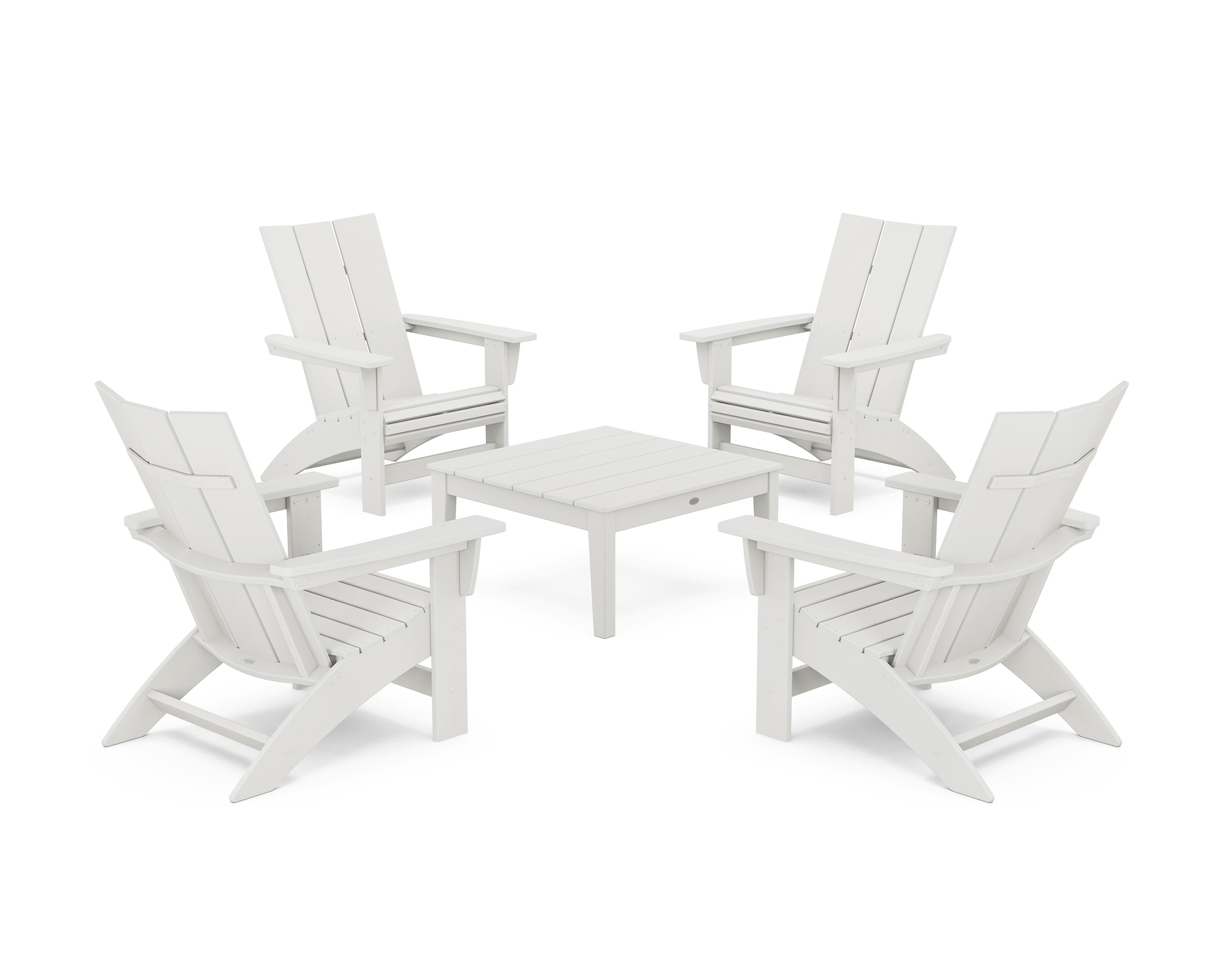5-Piece Modern Grand Adirondack Chair Conversation Group in Vintage White