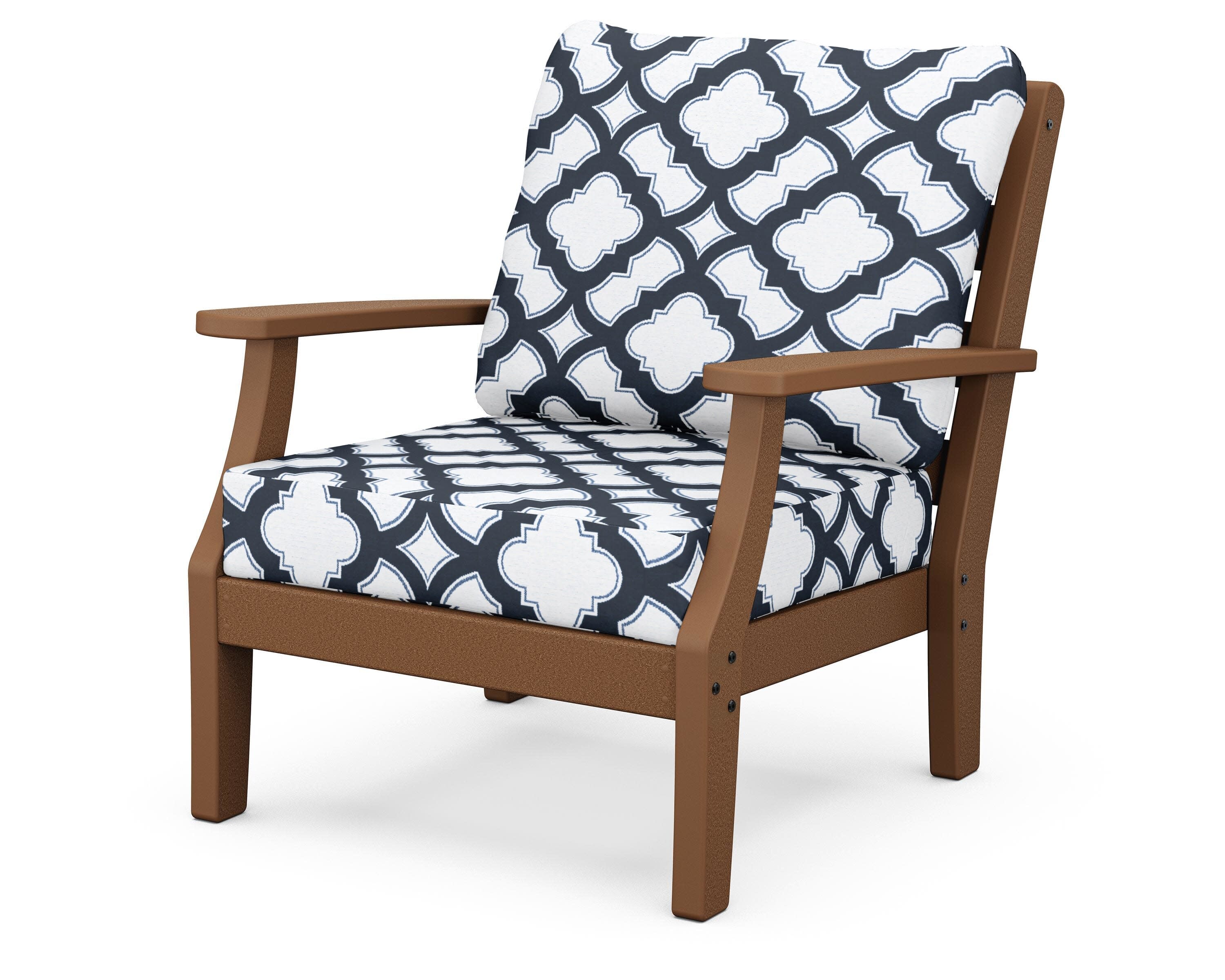 Chesapeake Deep Seating Chair in Teak / Trellis Marine Indigo