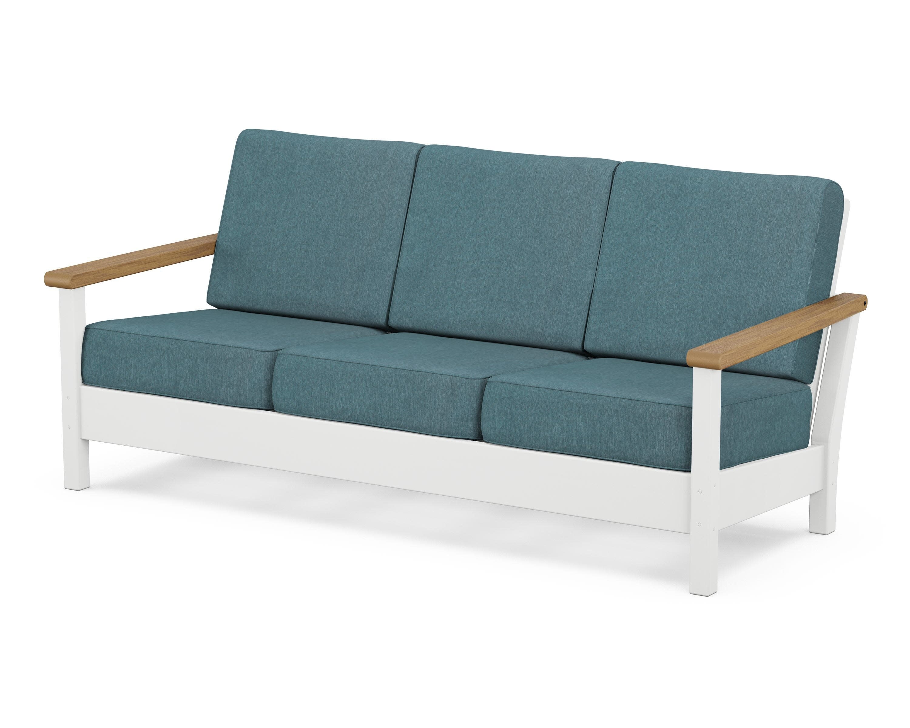 Harbour Deep Seating Sofa in White / Natural / Ocean Teal