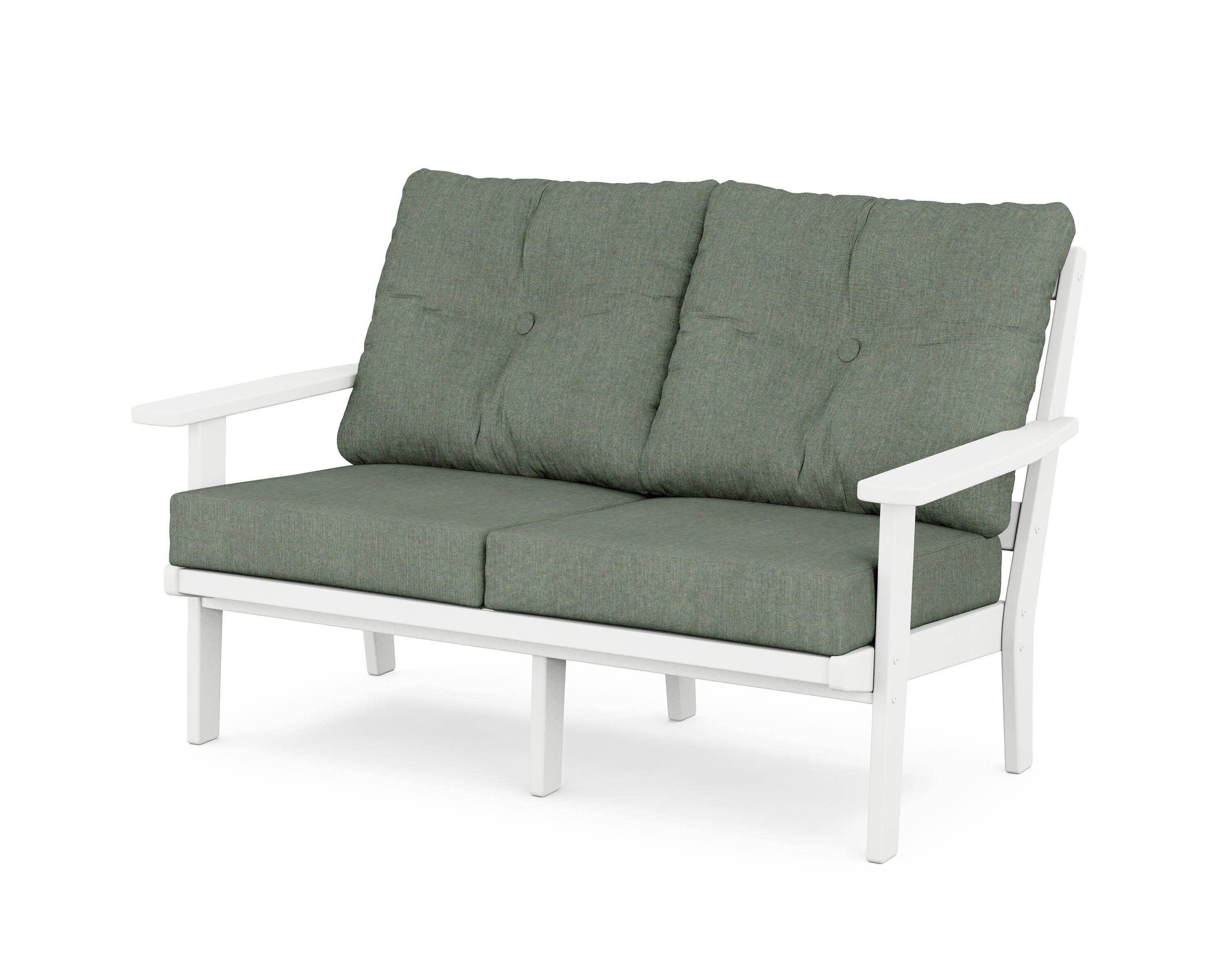 Oxford Deep SeatingLoveseat in White / Cast Sage
