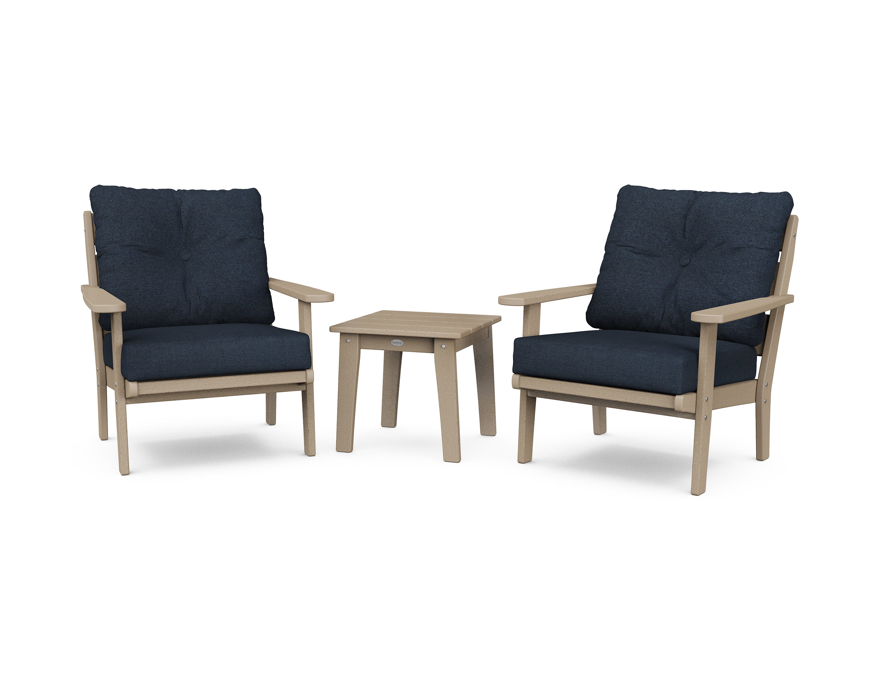 Lakeside 3-Piece Deep Seating Chair Set in Vintage Sahara / Marine Indigo