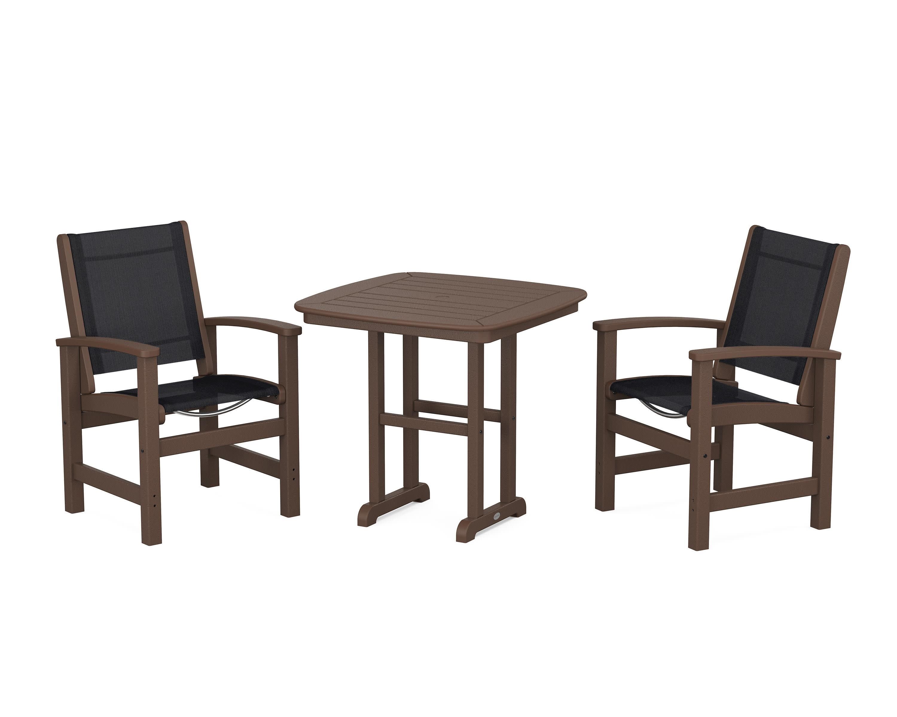 Coastal 3-Piece Dining Set in Mahogany / Black Sling