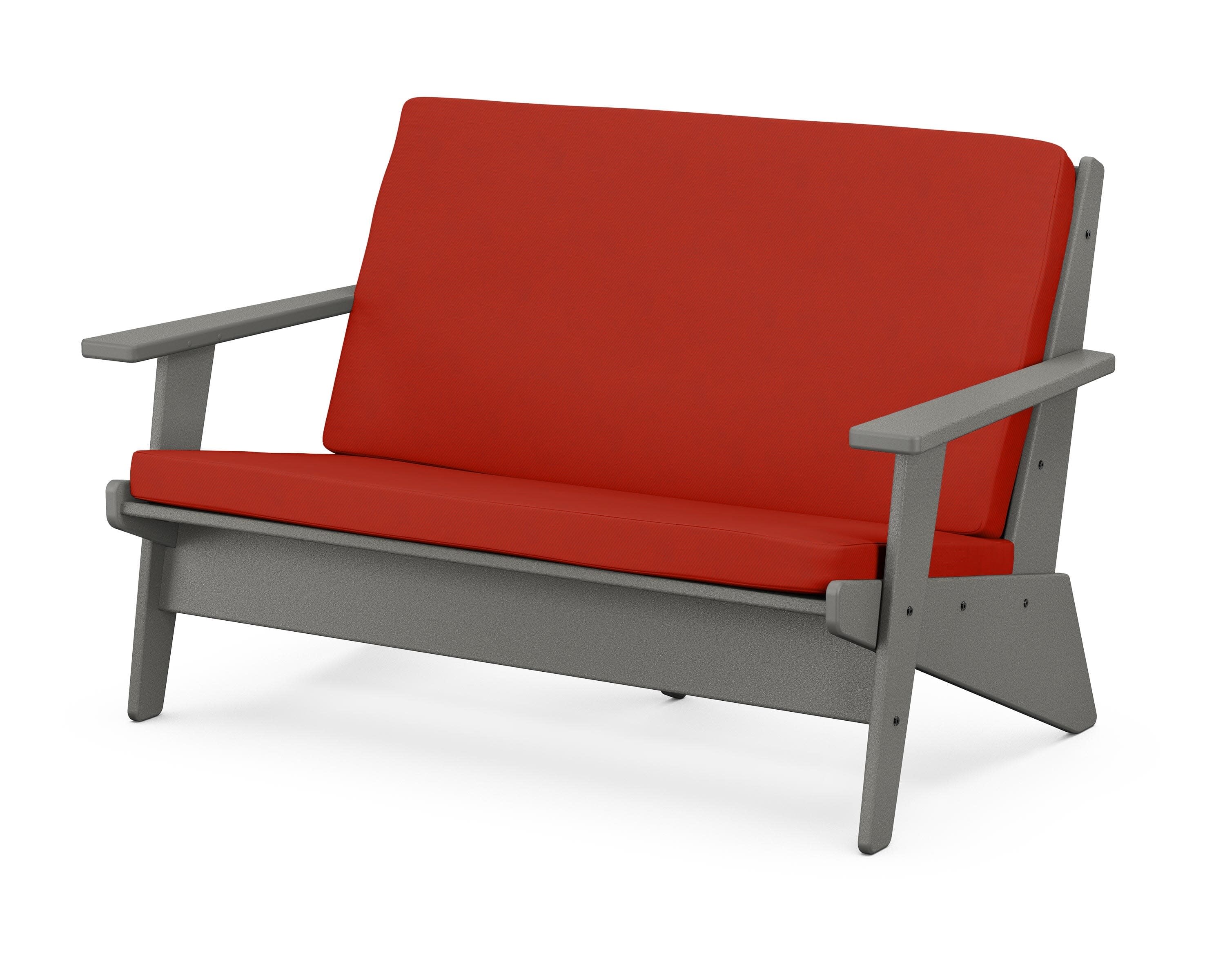 Riviera Modern Lounge Loveseat in Slate Grey / Canvas Jockey Red