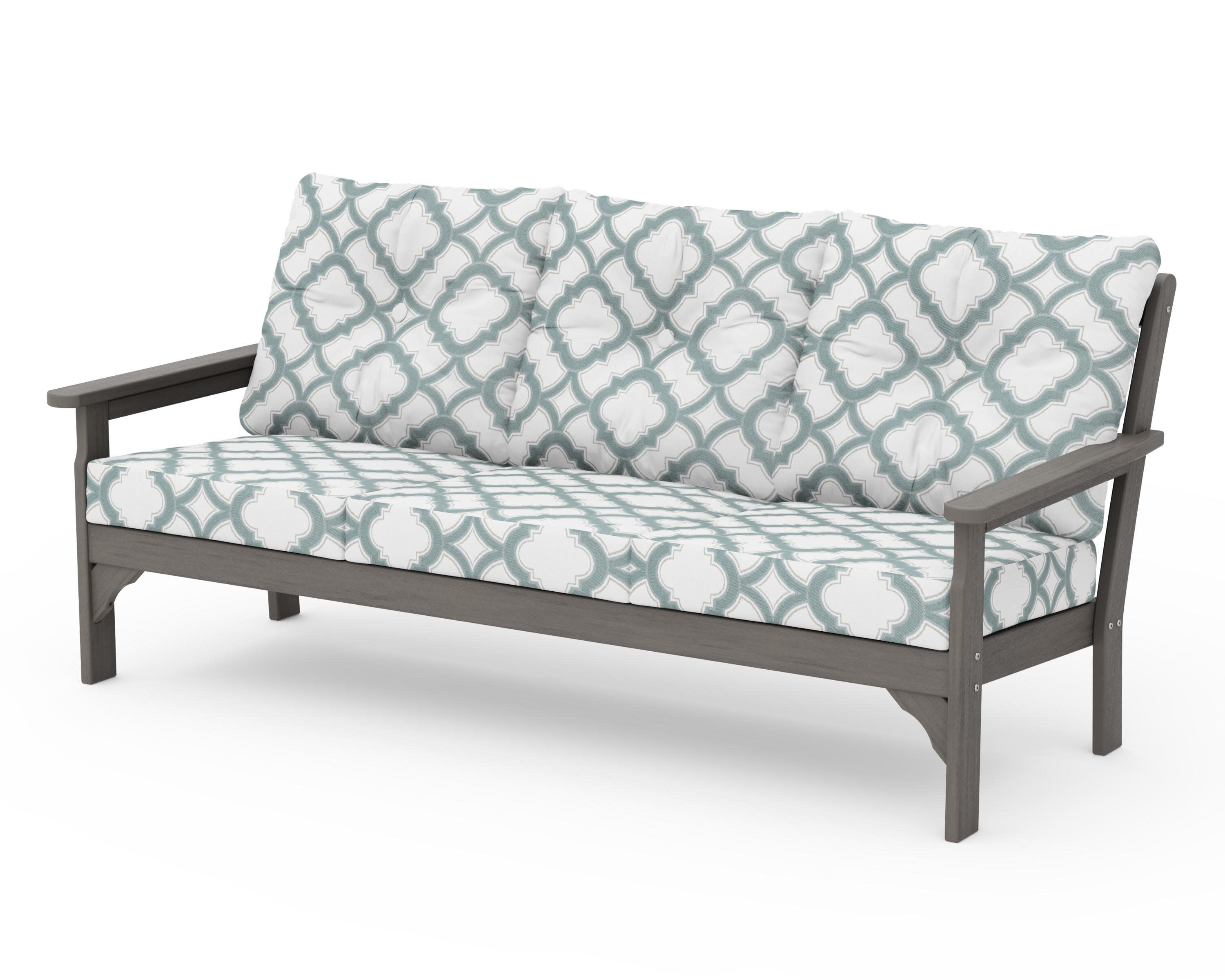 Vineyard Deep Seating Sofa in Driftwood / Trellis Glacier Spa