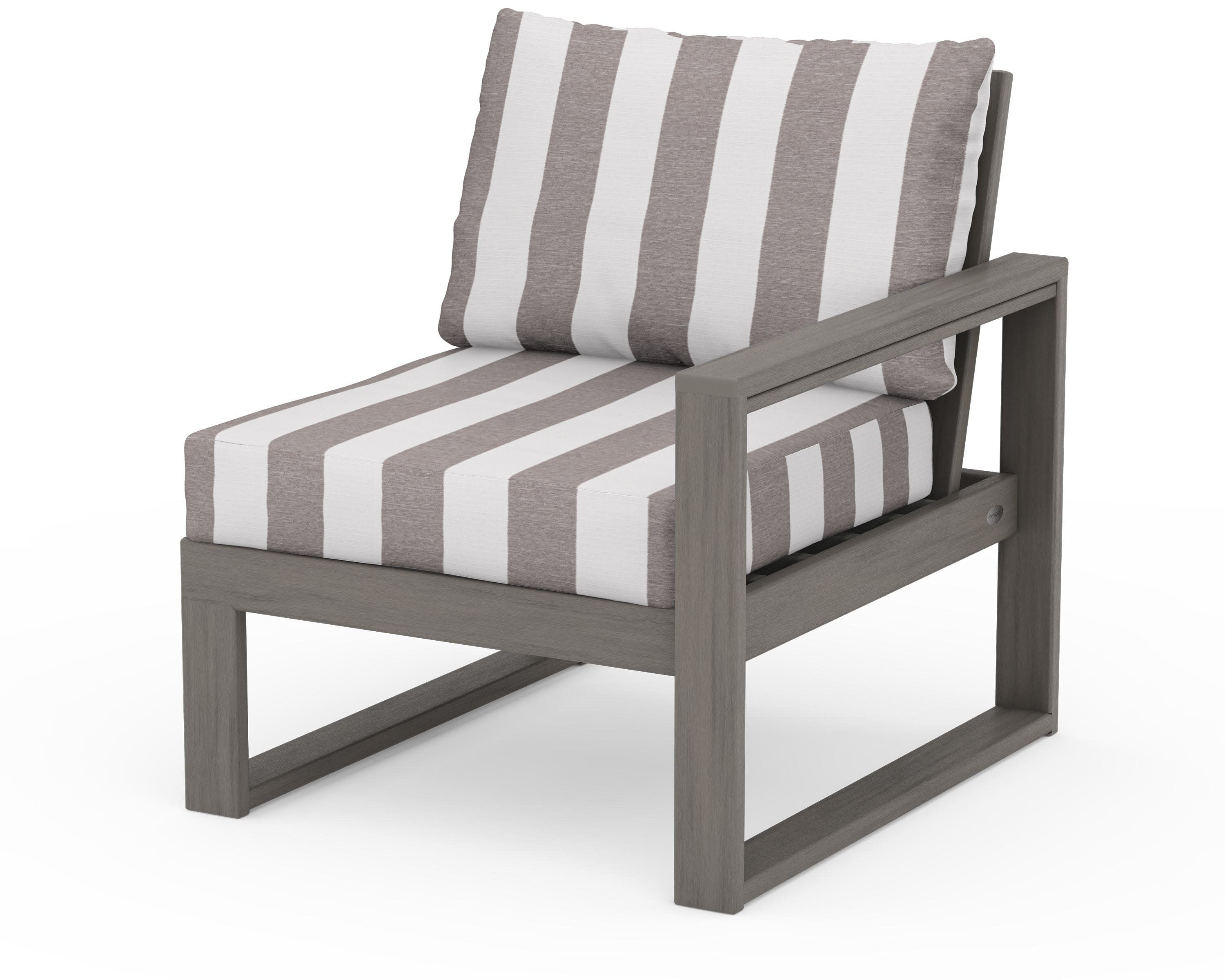 EDGE Modular Right Arm Chair in Driftwood / Cabana Stripe Grey Mist