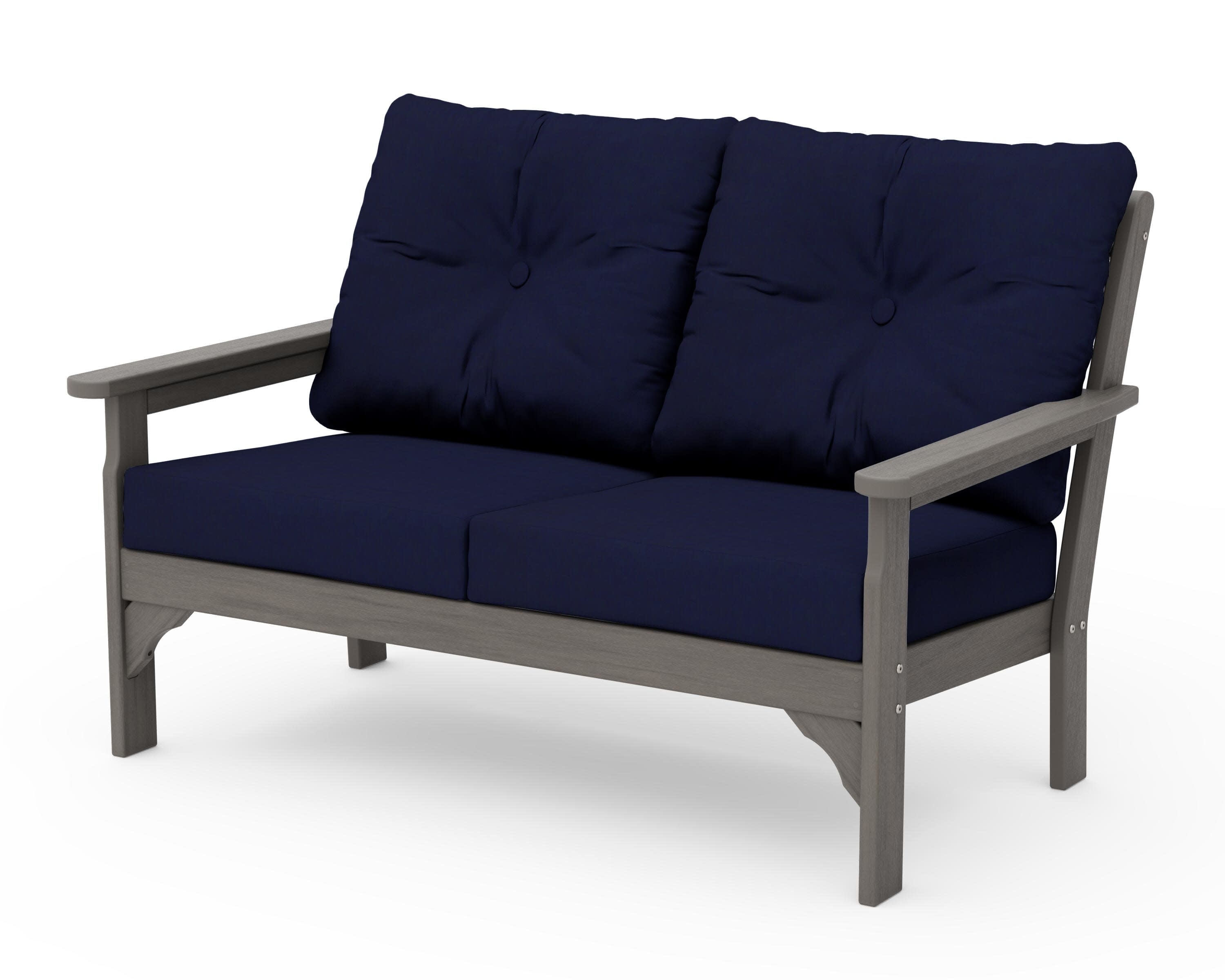 Vineyard Deep Seating Loveseat in Driftwood / Navy