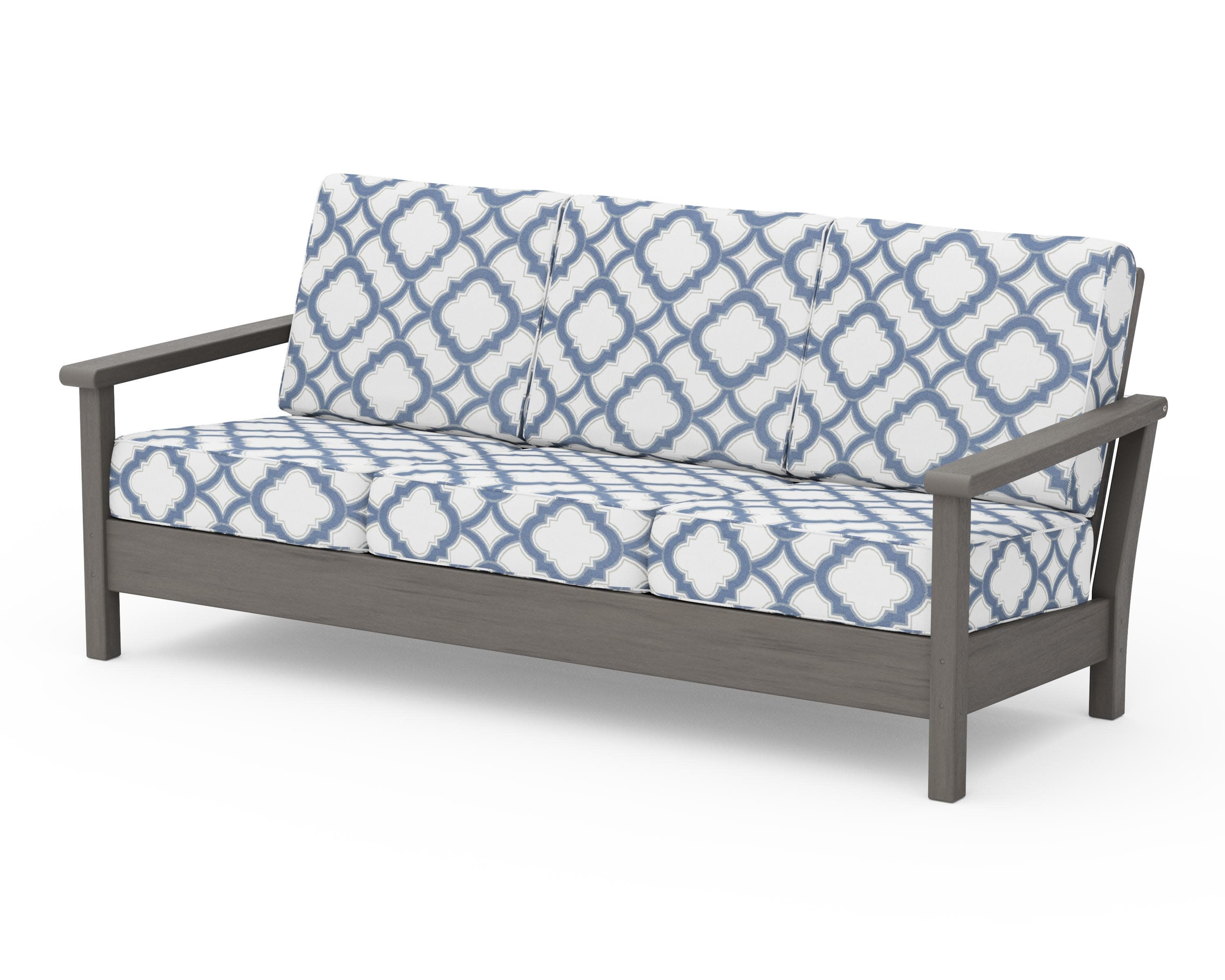 Harbour Deep Seating Sofa in Driftwood / Trellis Sky Blue