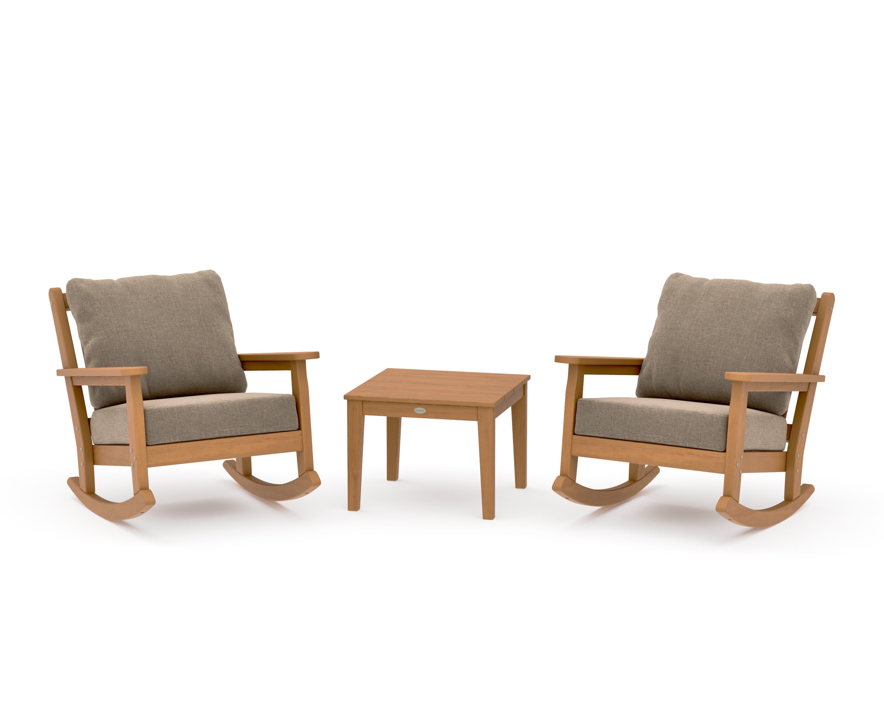 Chippendale 3-Piece Deep Seating Rocker Set in Natural / Spiced Burlap