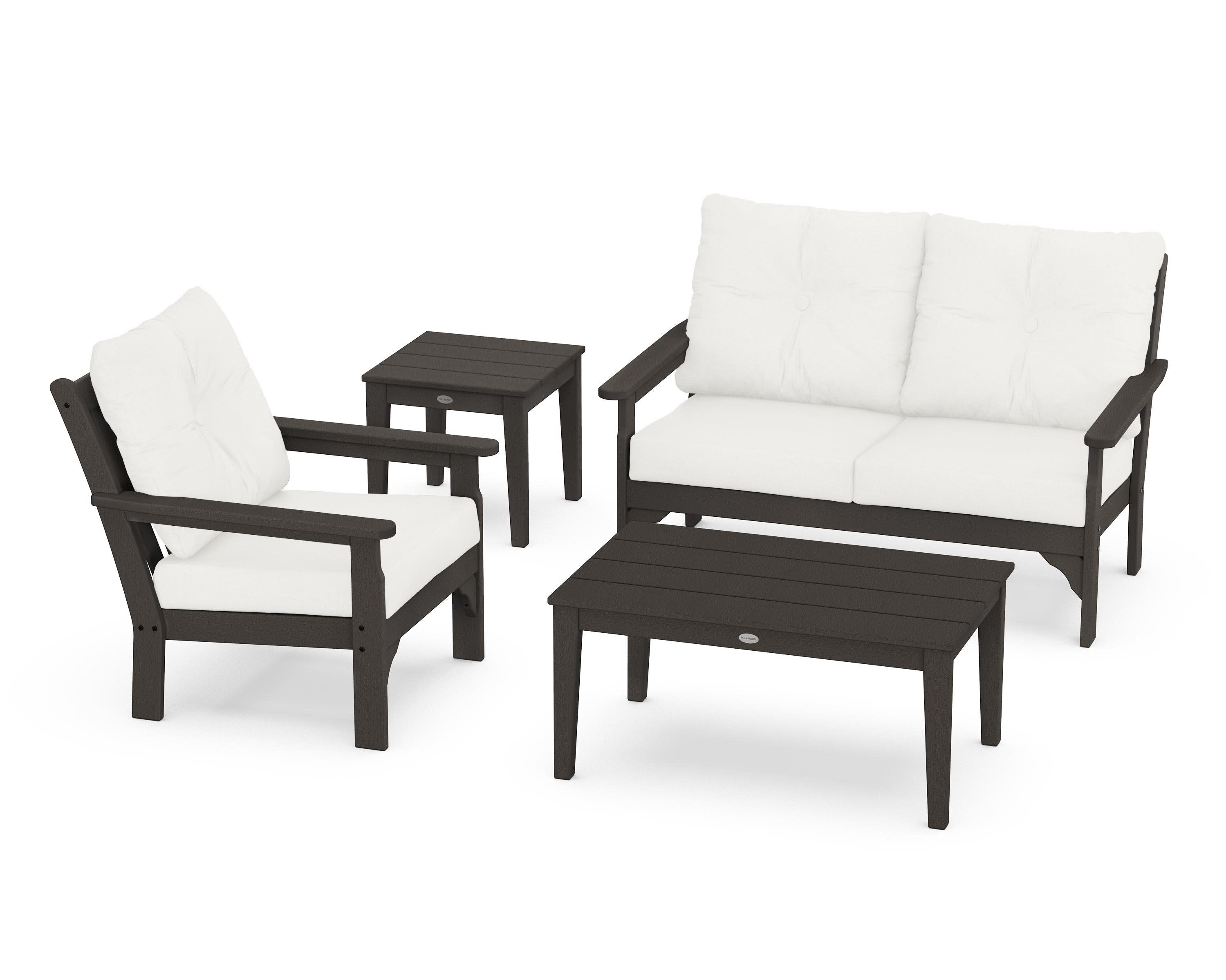 Vineyard 4-Piece Deep Seating Set in Vintage Coffee / Natural Linen
