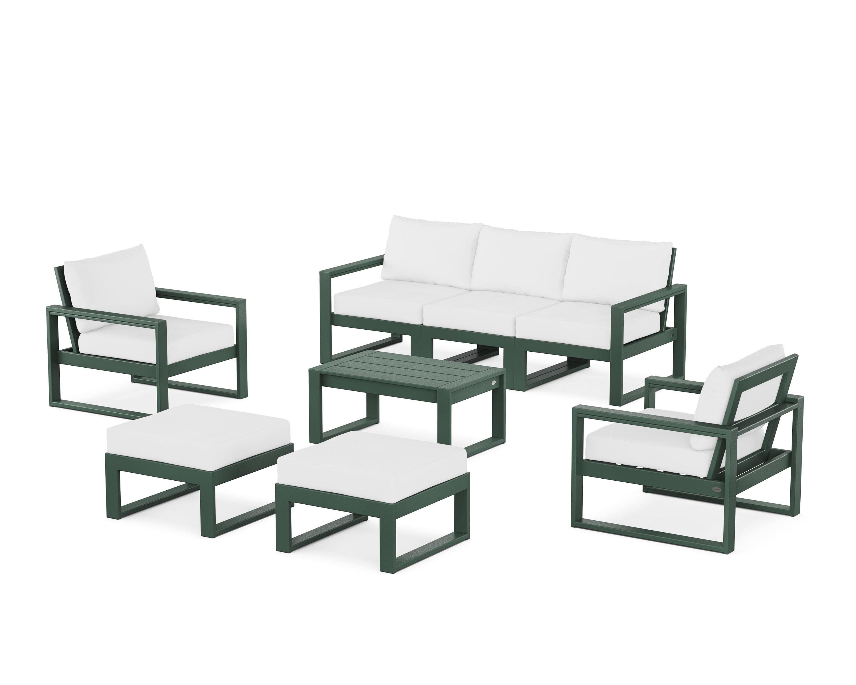 EDGE Sectional 8-Piece Lounge Sofa Set in Green / Natural