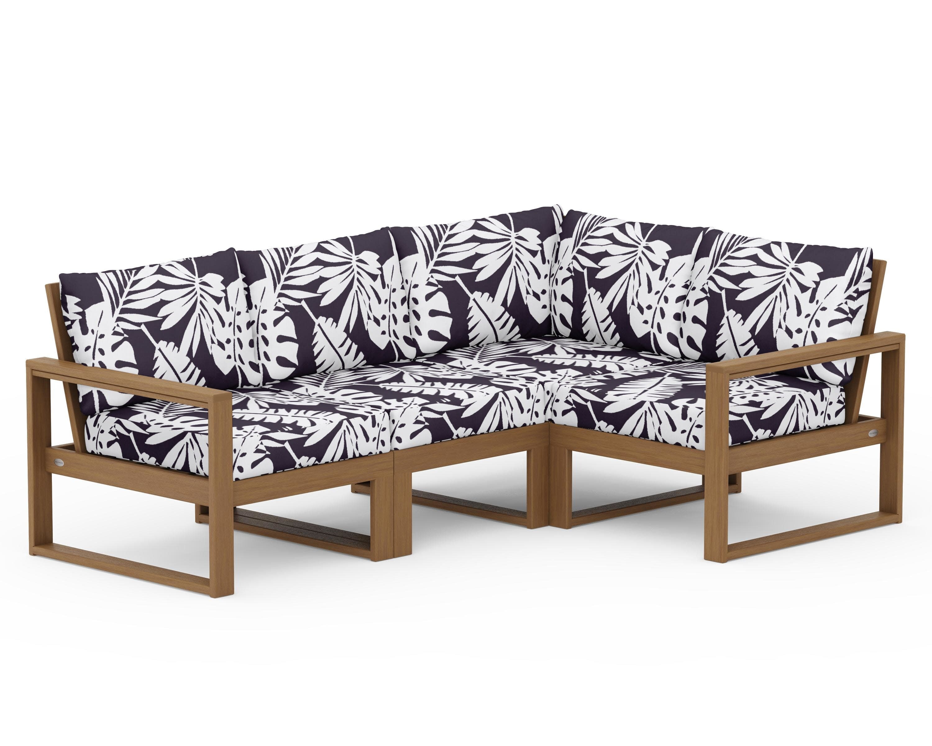 EDGE 4-Piece Modular Deep Seating Set in Natural / Leaf Navy