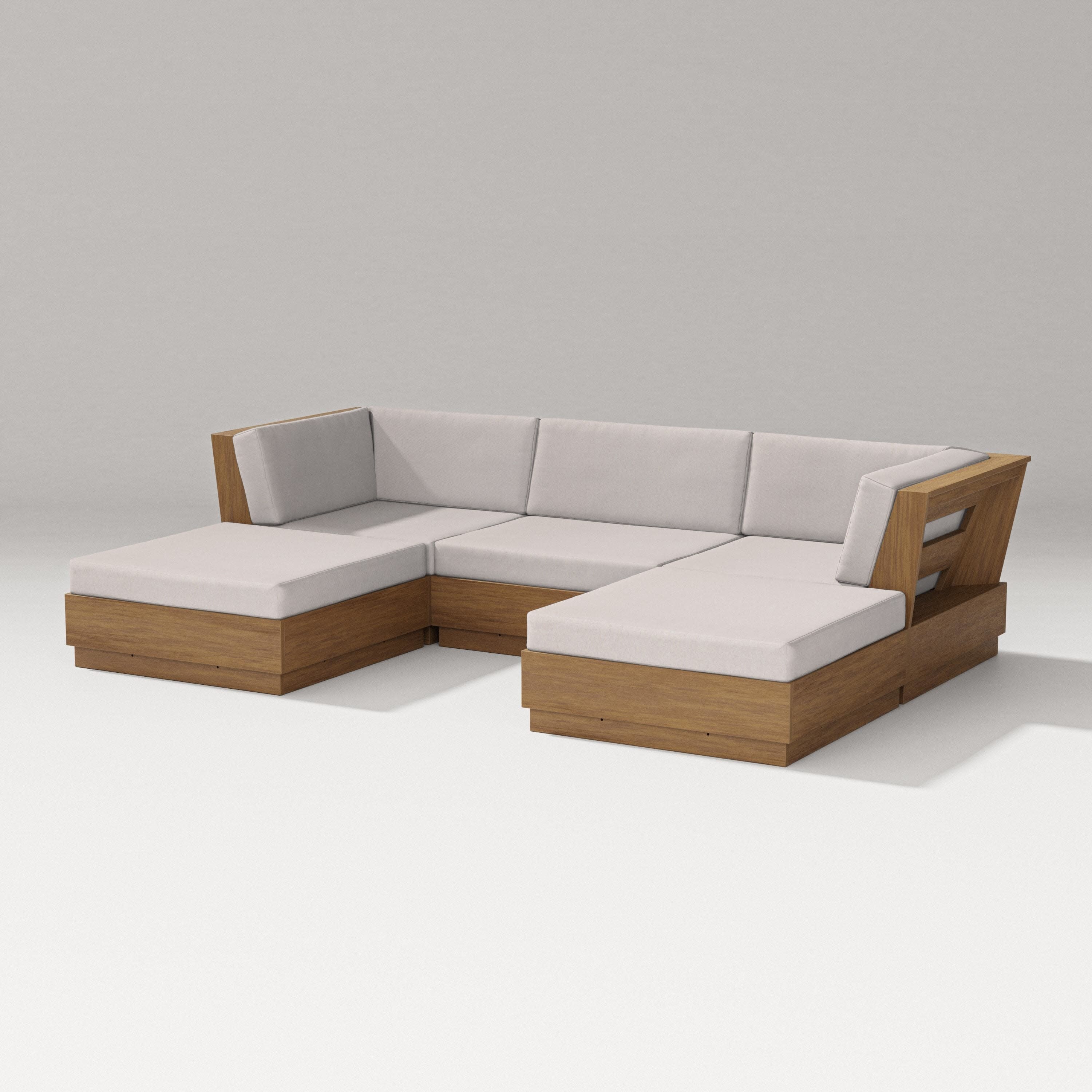 Elevate Double Chaise Sectional in Natural / Dune Burlap