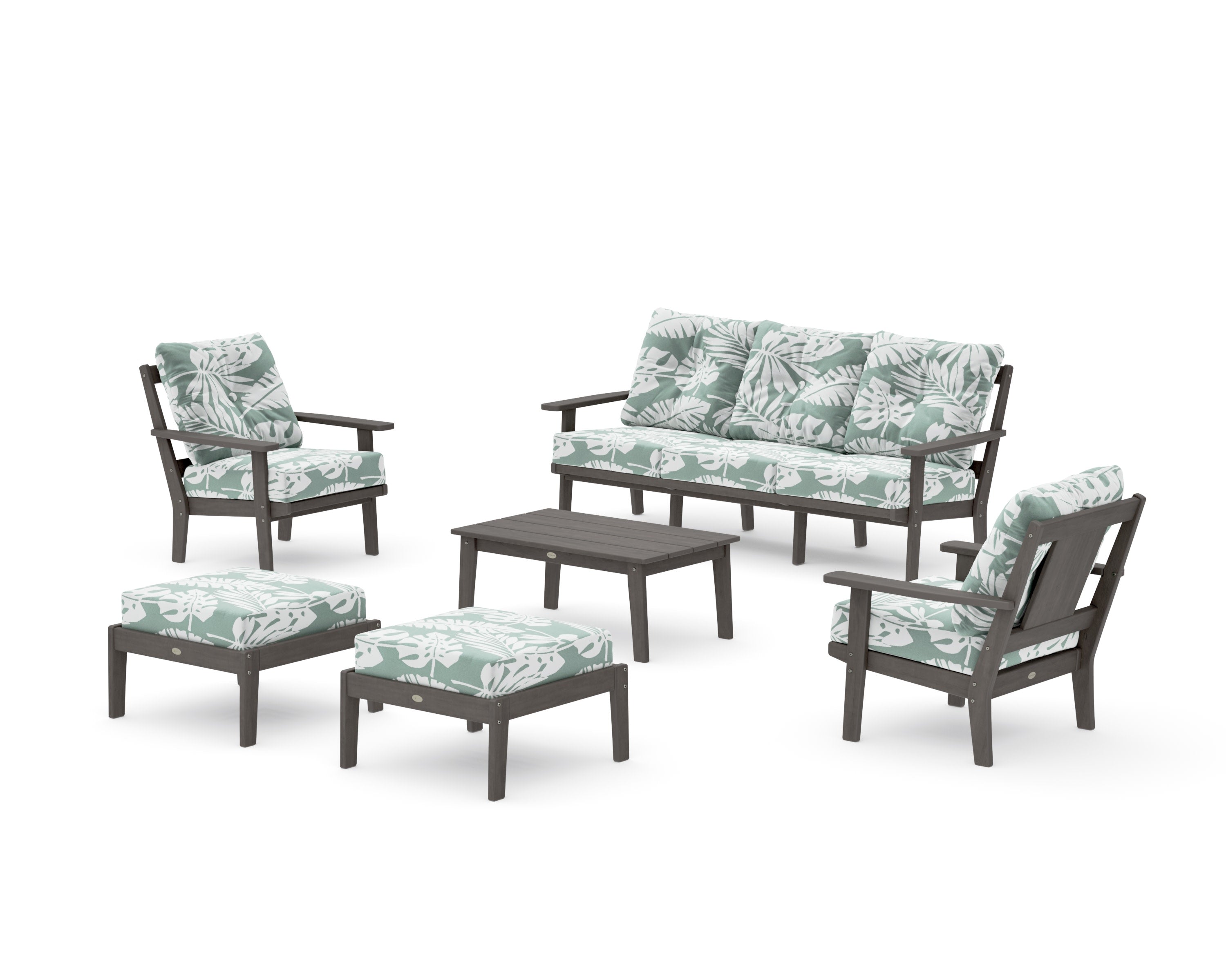 Prairie 6-Piece Lounge Sofa Set in Driftwood / Leaf Glacier Spa