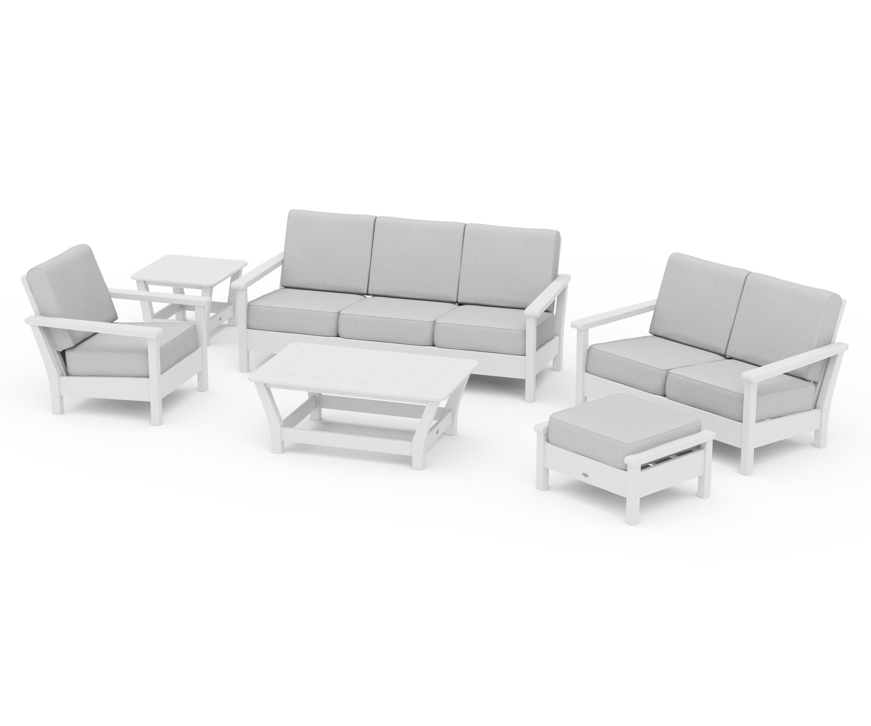 Harbour 6-Piece Outdoor Living Set in White / Granite