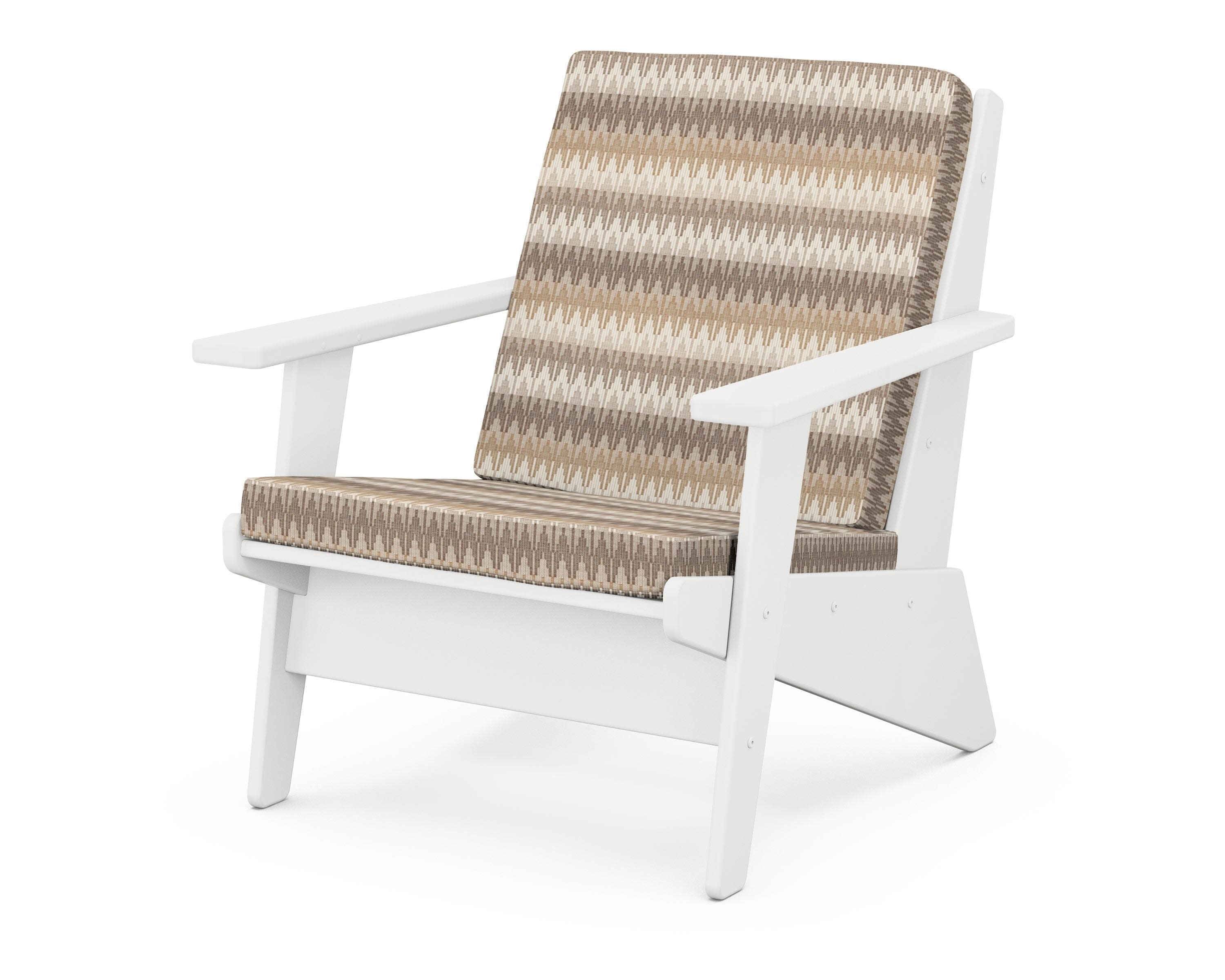 Riviera Modern Lounge Chair in White / Valley Dune