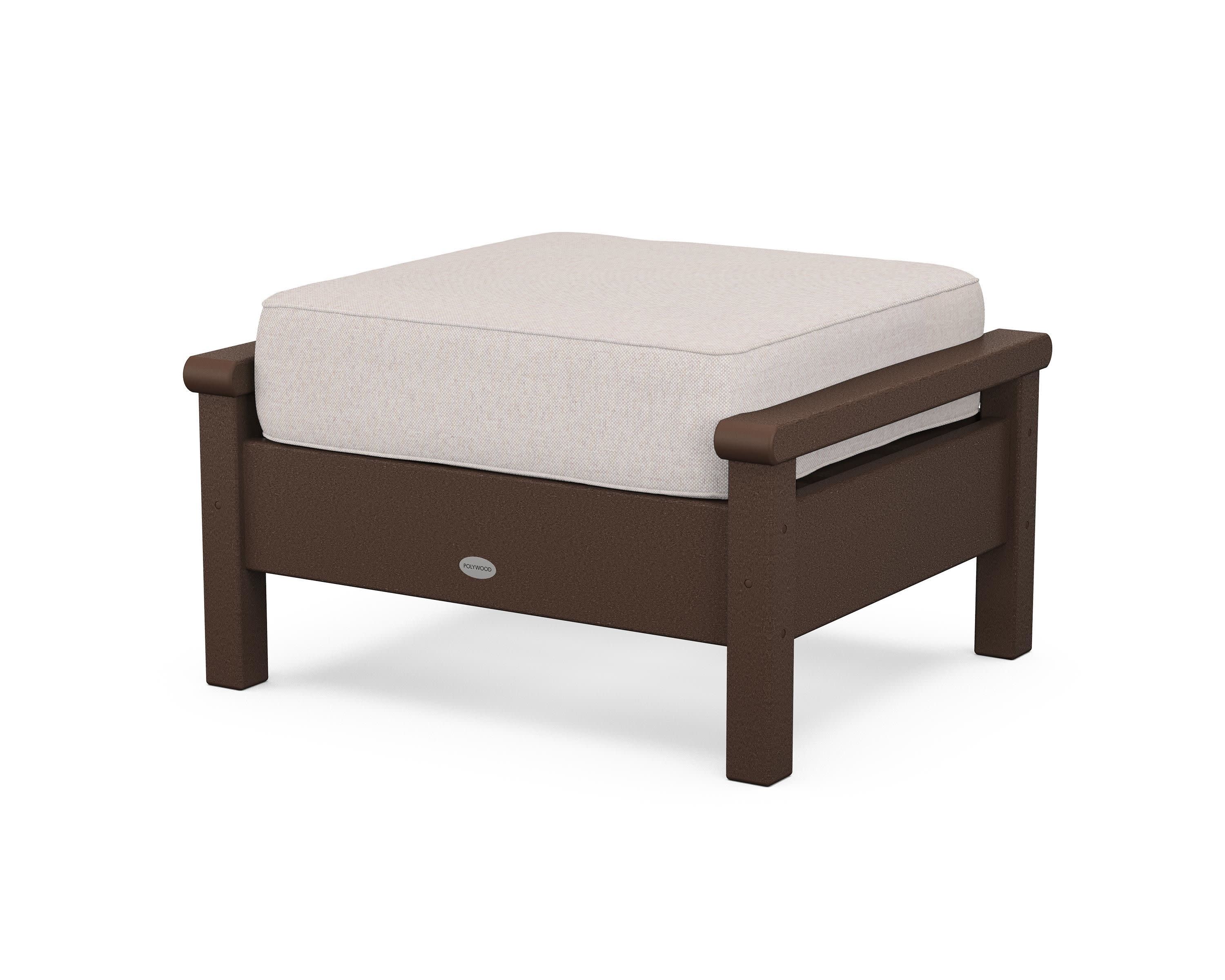Harbour Deep Seating Ottoman in Mahogany / Dune Burlap