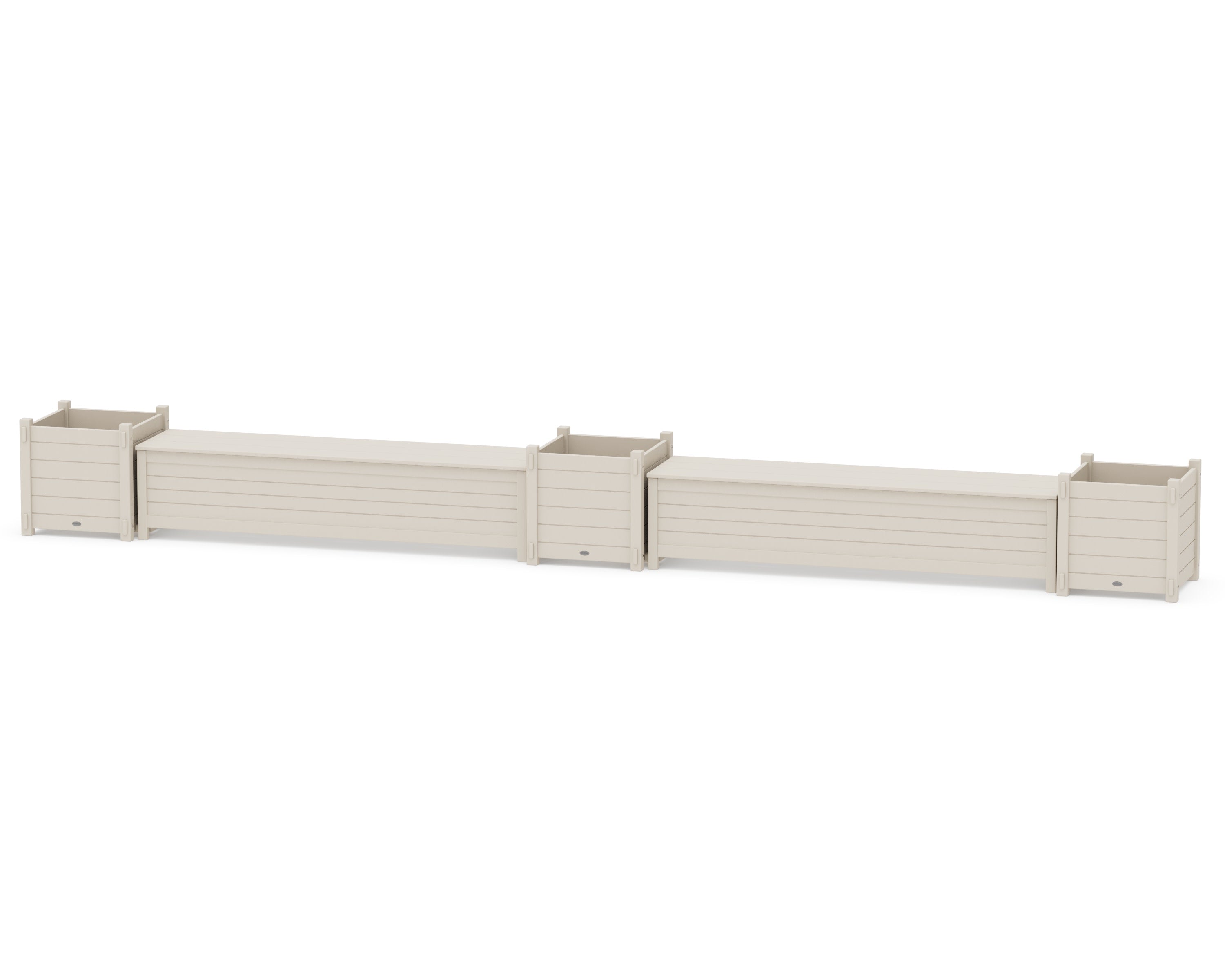 72" Nautical Straight Double Planter Storage Bench Set- Large in Sand