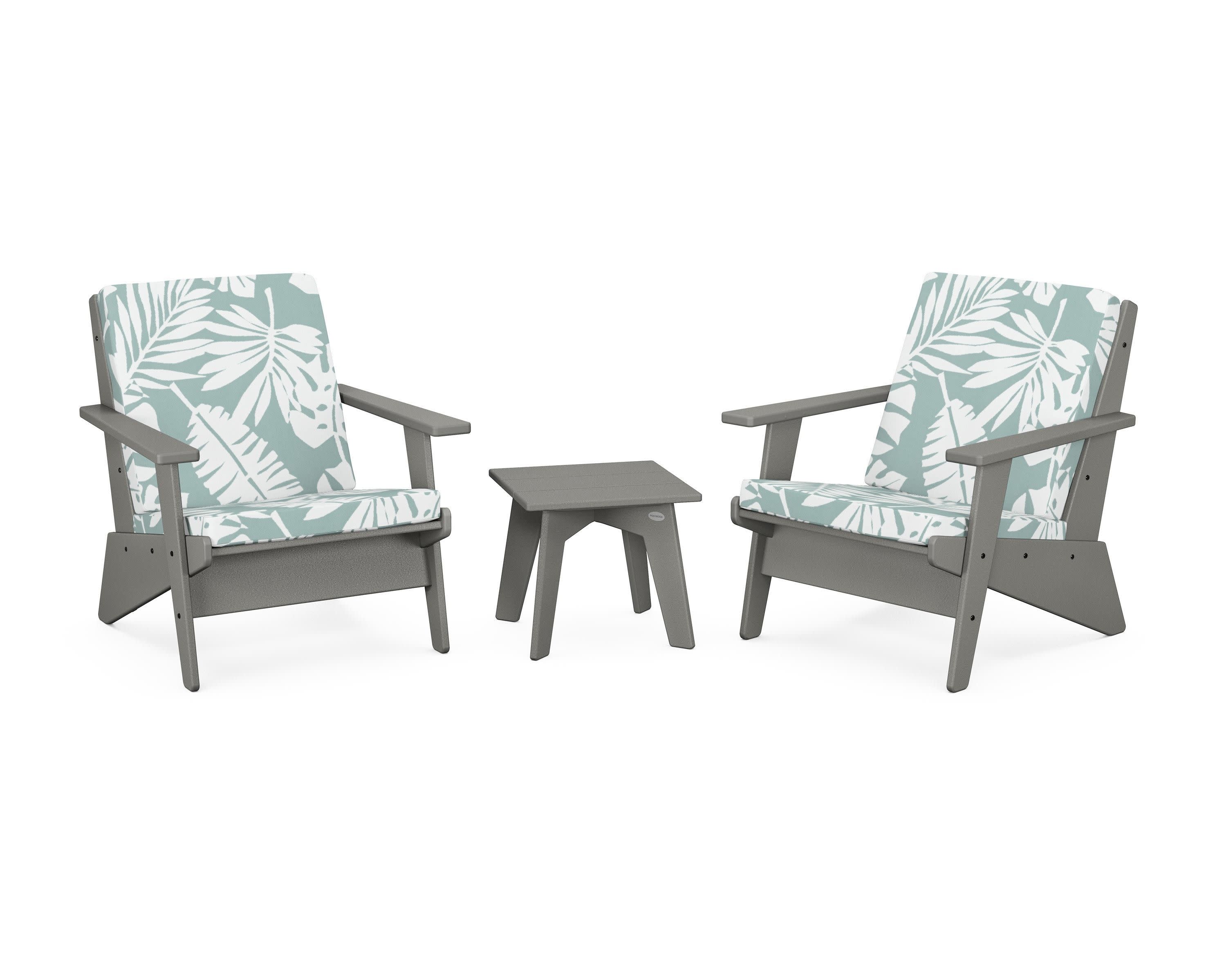 Riviera Modern Lounge 3-Piece Set in Slate Grey / Leaf Glacier Spa