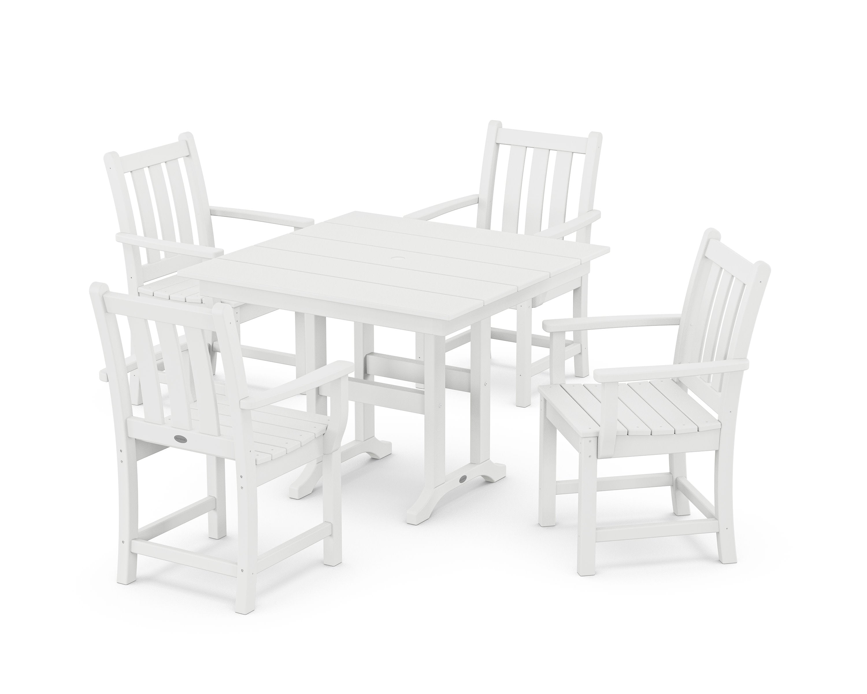 Traditional Garden 5-Piece Farmhouse Dining Set in White