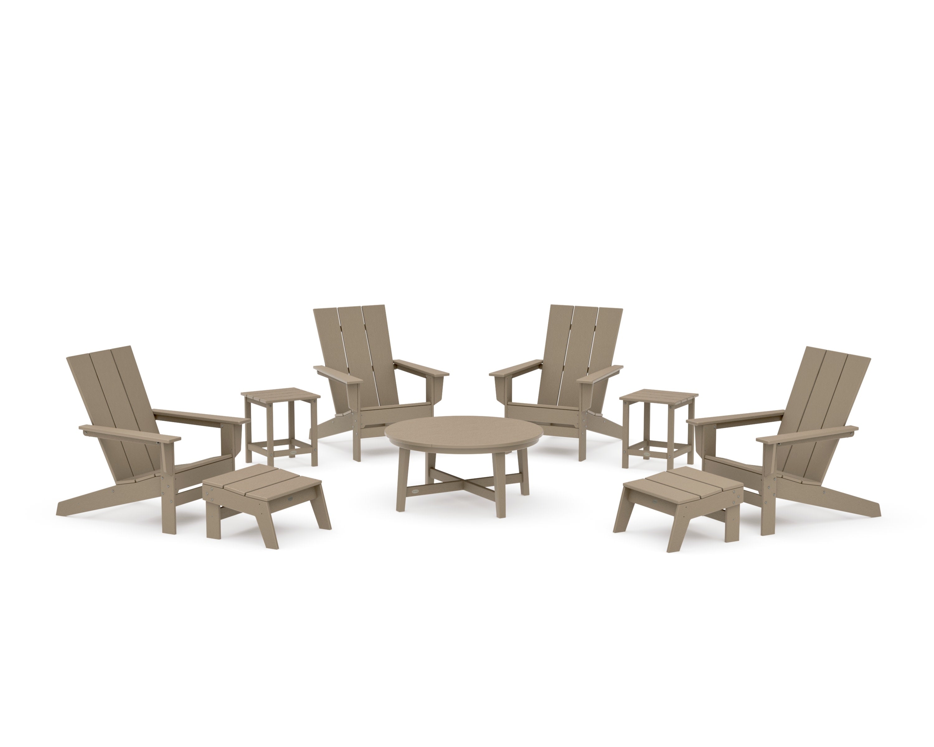 Modern Studio Adirondack 9-Piece Conversation Set in Vintage Sahara