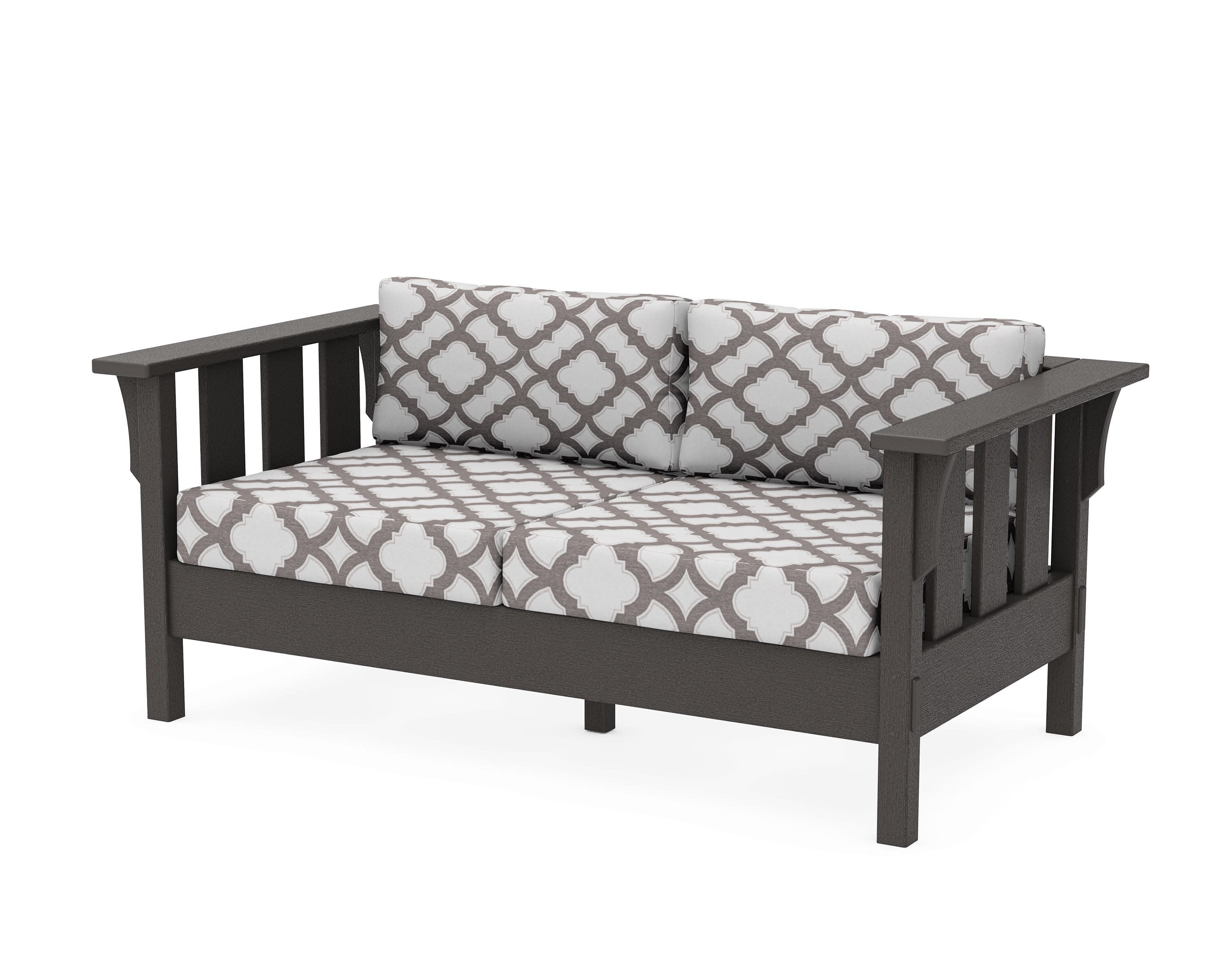 Acadia Deep Seating Loveseat in Vintage Coffee / Trellis Grey Mist
