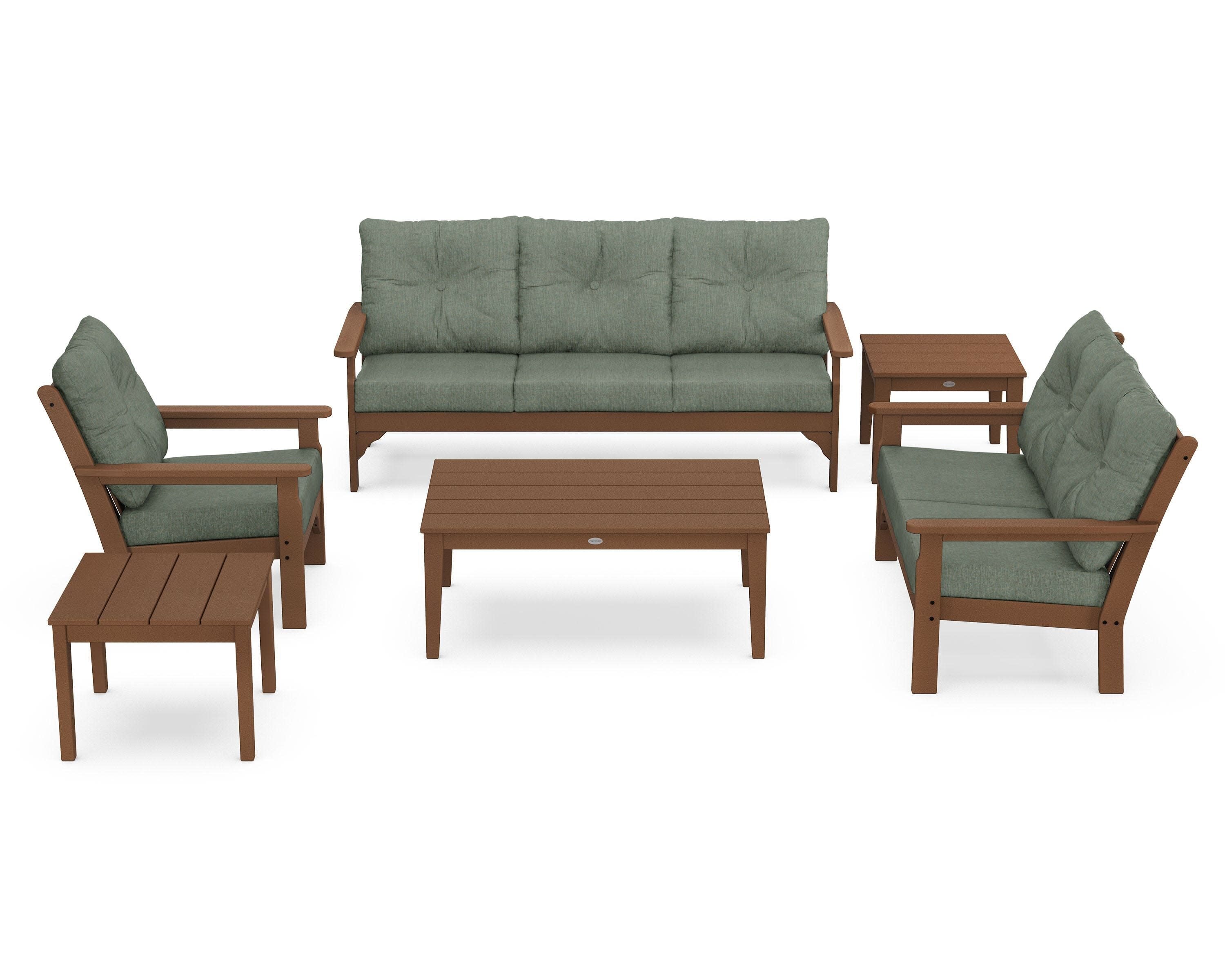 Vineyard 6-Piece Deep Seating Set in Teak / Cast Sage