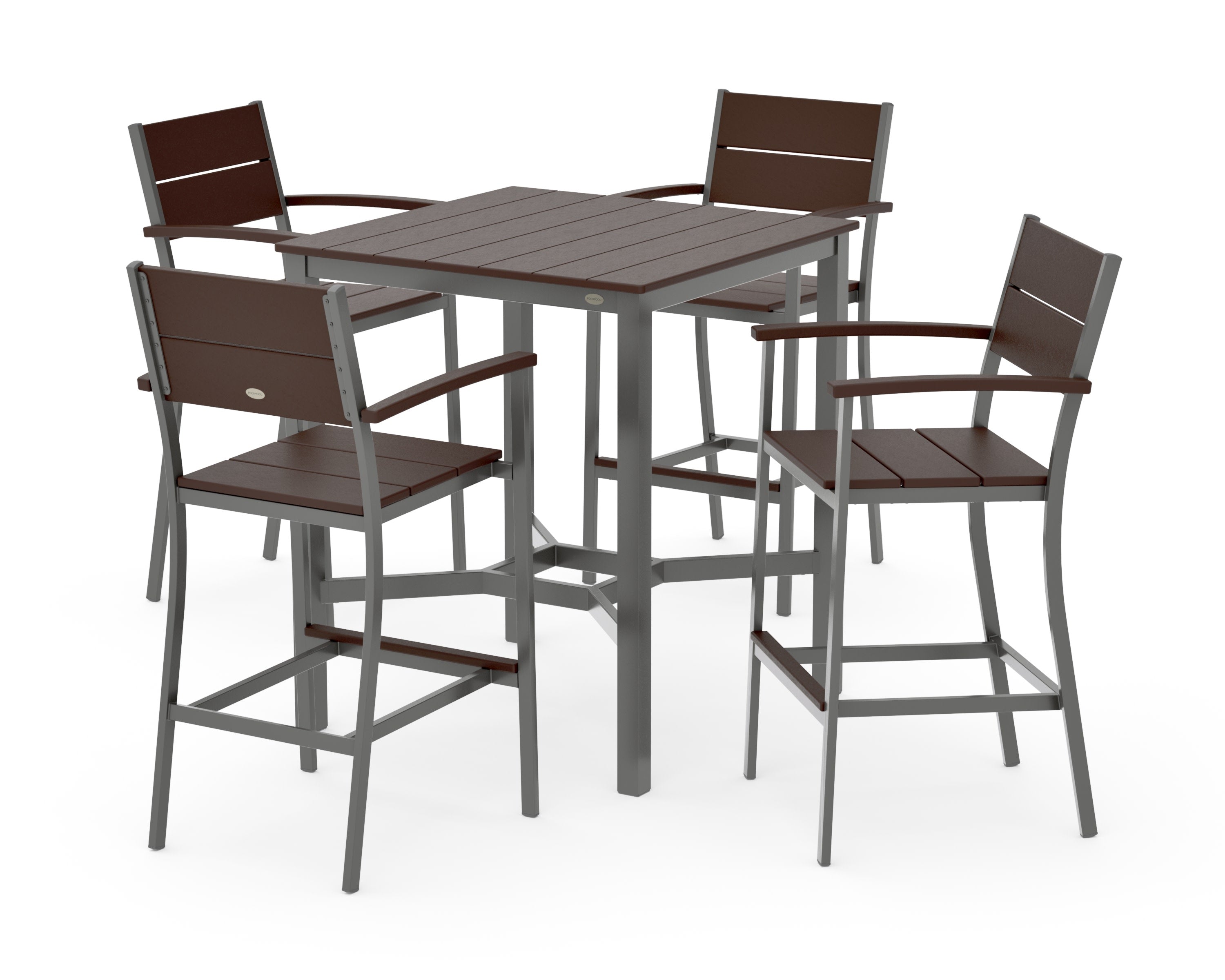 Main Street 5-Piece Bar Set in Charcoal / Mahogany