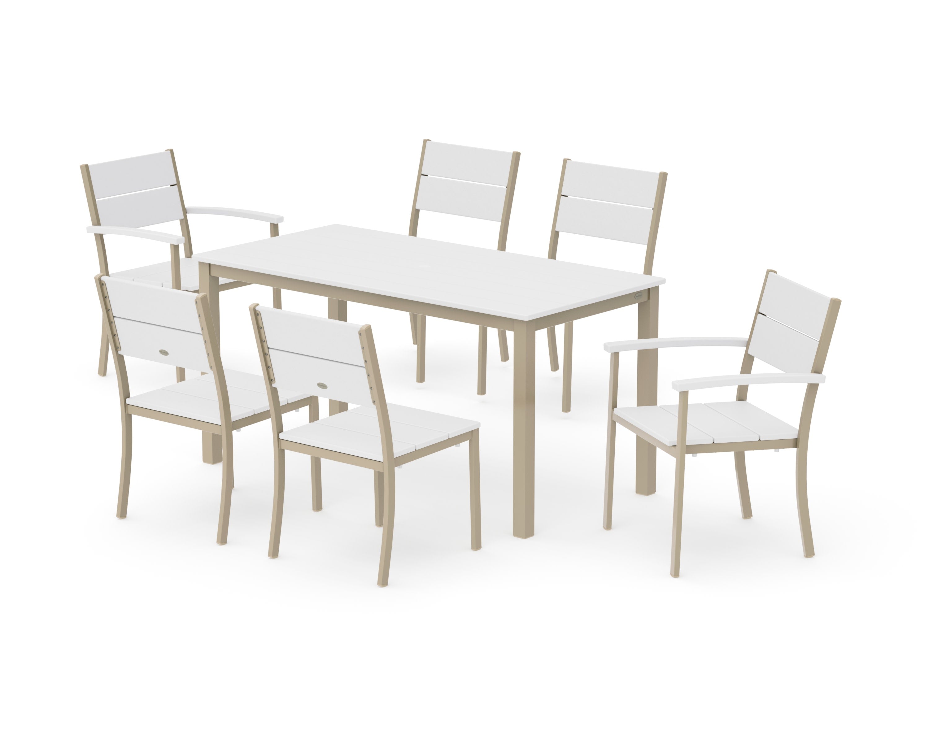 Main Street 7-Piece Dining Set in Sand / White