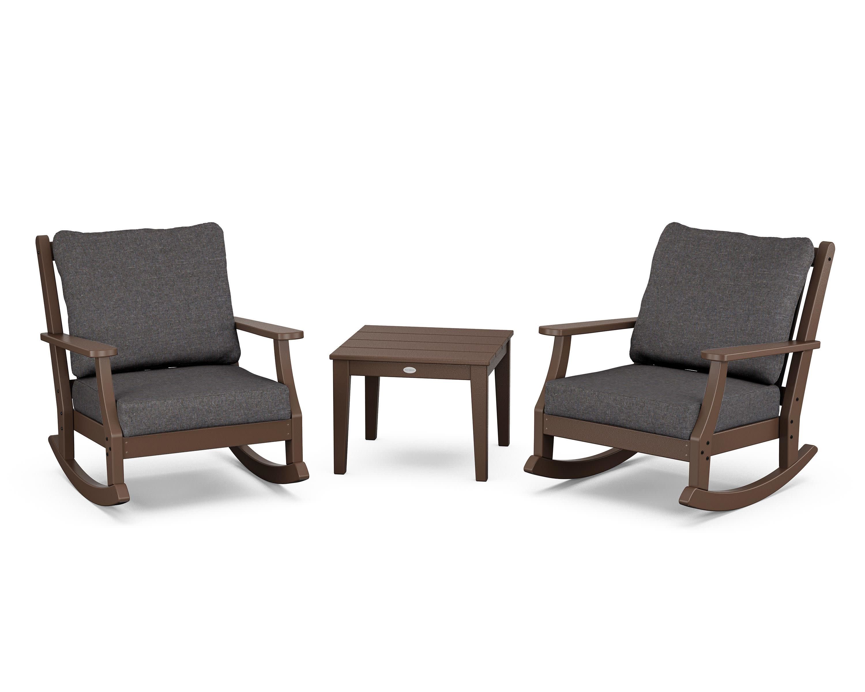 Wovendale 3-Piece Deep Seating Rocker Set in Mahogany / Ash Charcoal