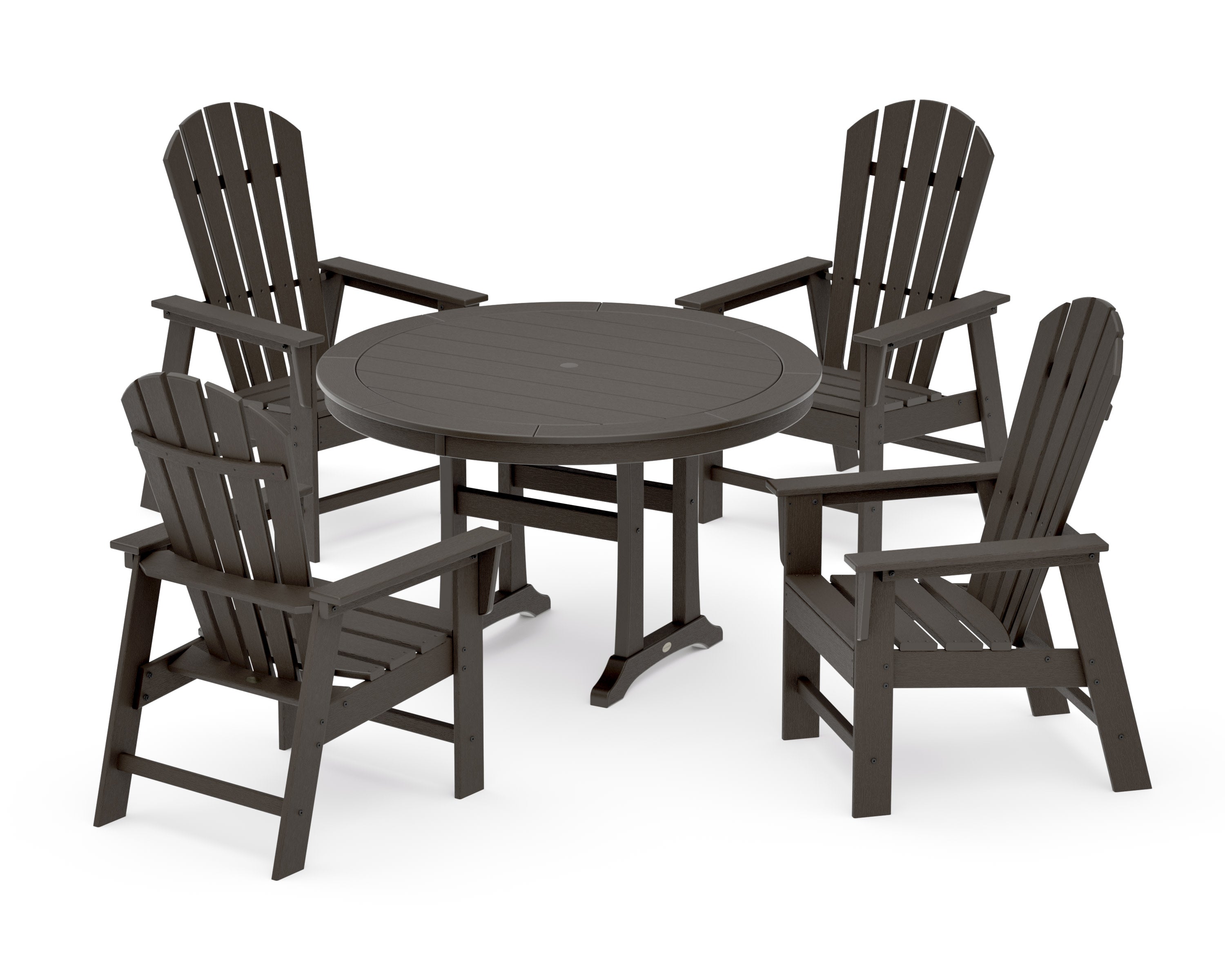 South Beach 5-Piece Round Dining Set with Trestle Legs in Vintage Coffee