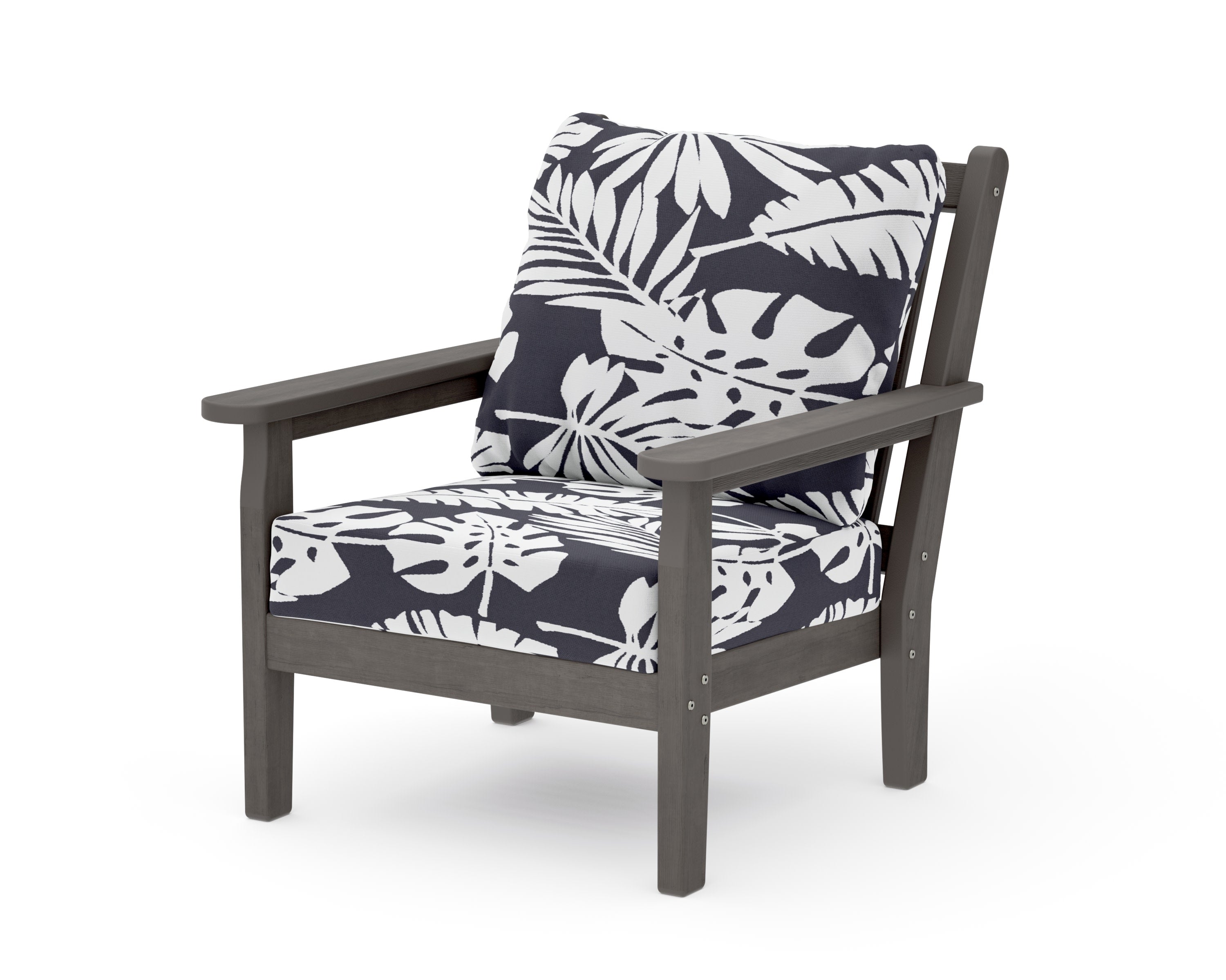 Chippendale Deep Seating Chair in Driftwood / Leaf Navy