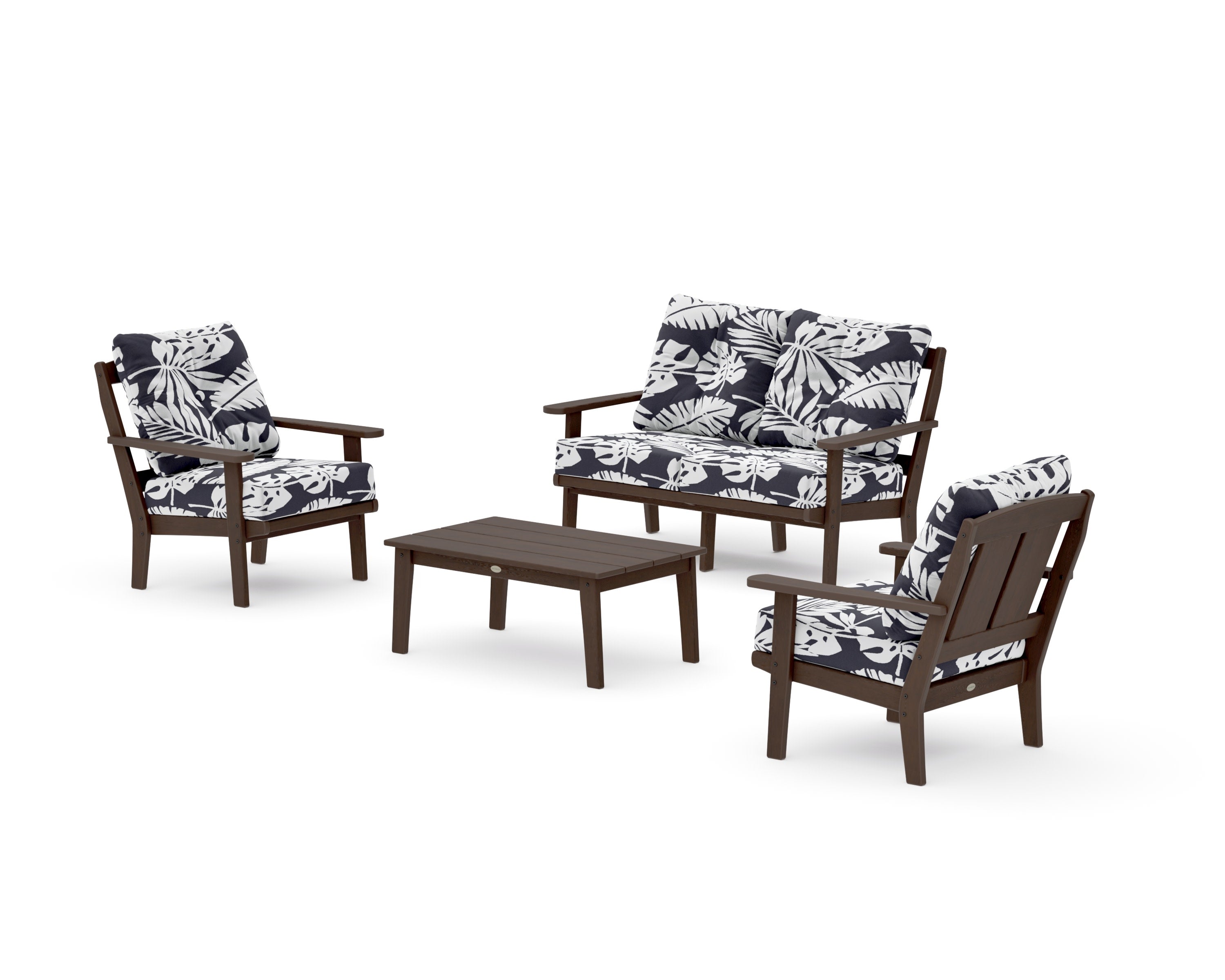 Mission 4-Piece Deep Seating Set with Loveseat in Kona / Leaf Navy