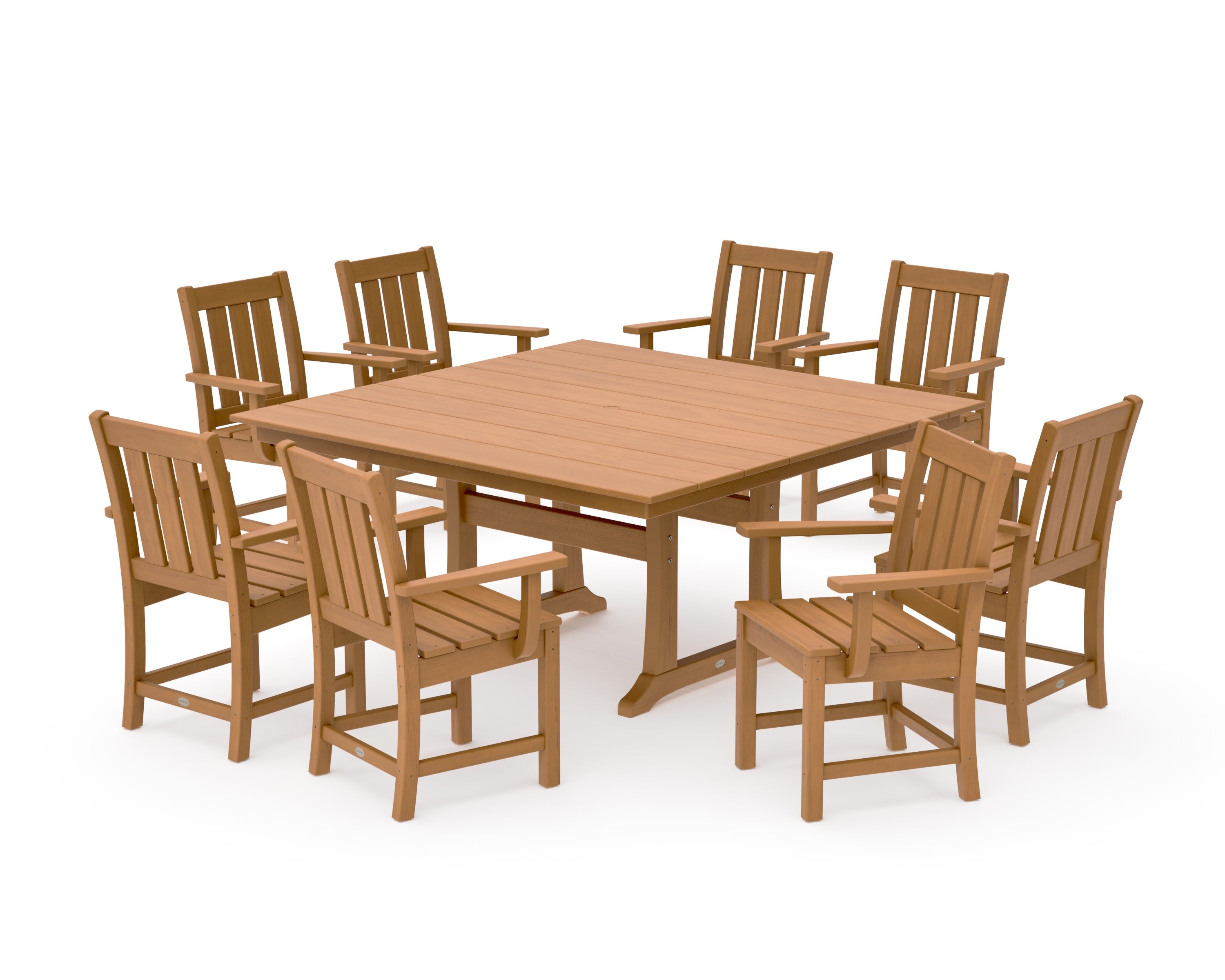 Oxford 9-Piece Square Farmhouse Dining Set with Trestle Legs in Natural