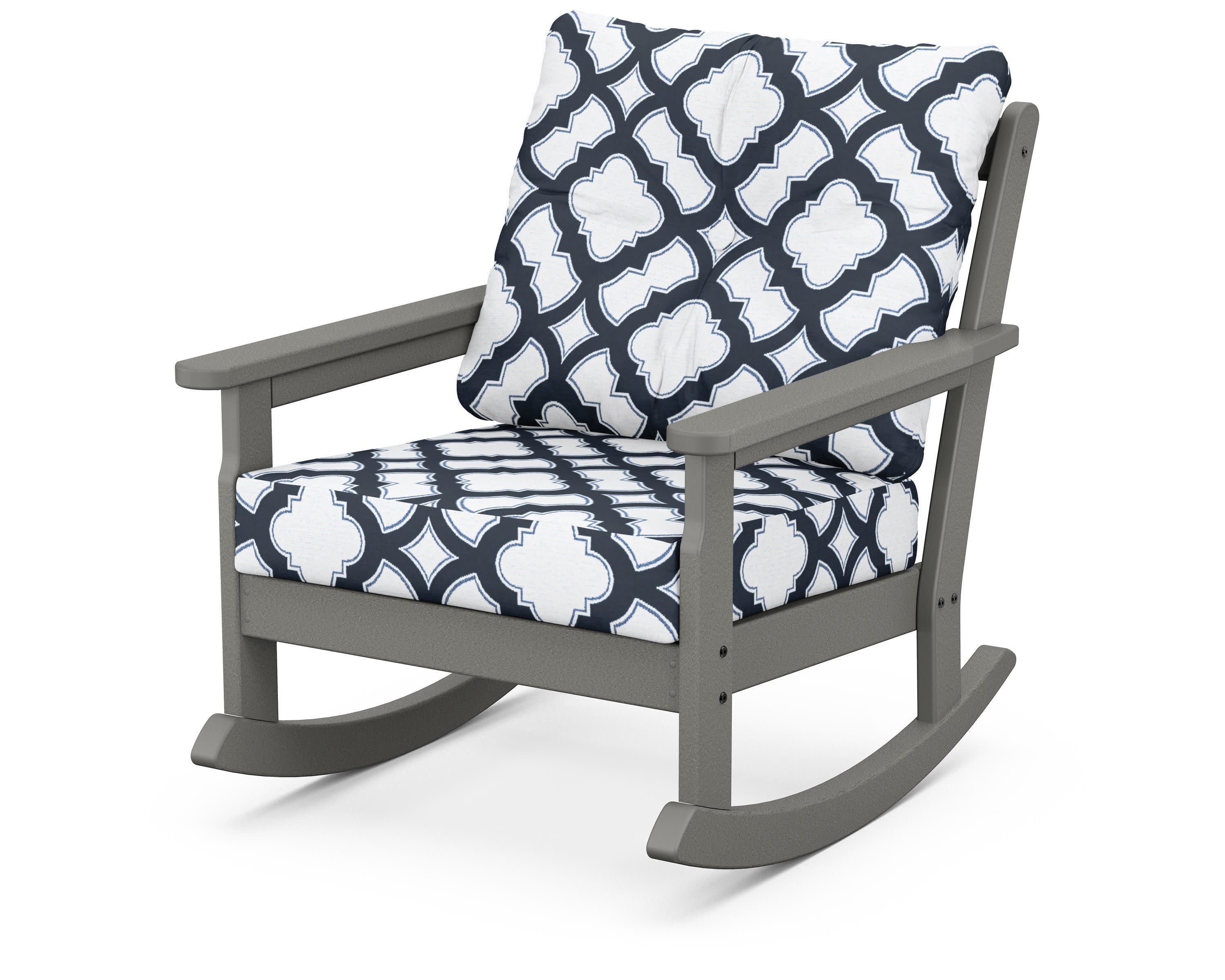 Vineyard Deep Seating Rocking Chair in Slate Grey / Trellis Marine Indigo