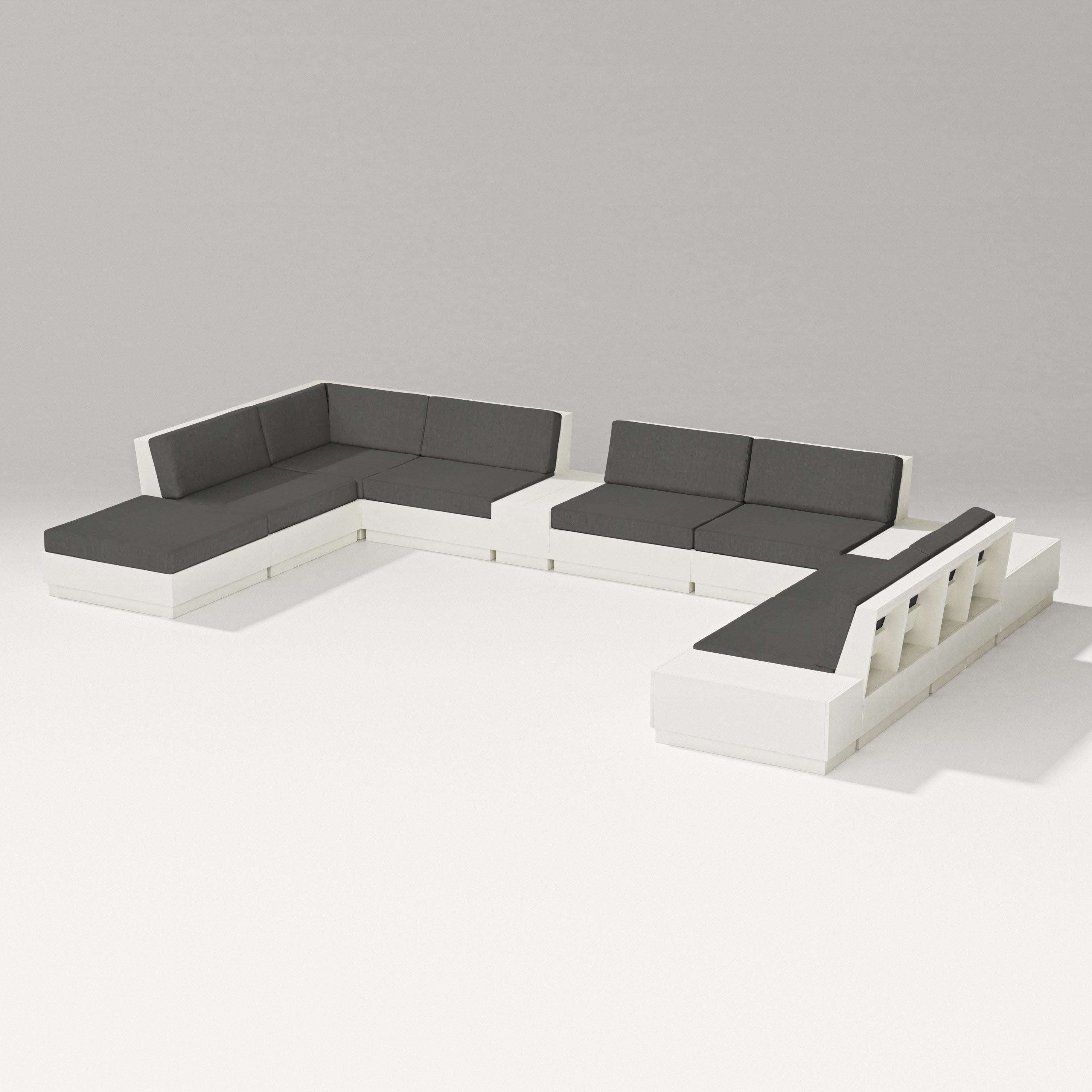 Elevate 11-Piece Conversation Sectional Set in Vintage White / Spectrum Carbon