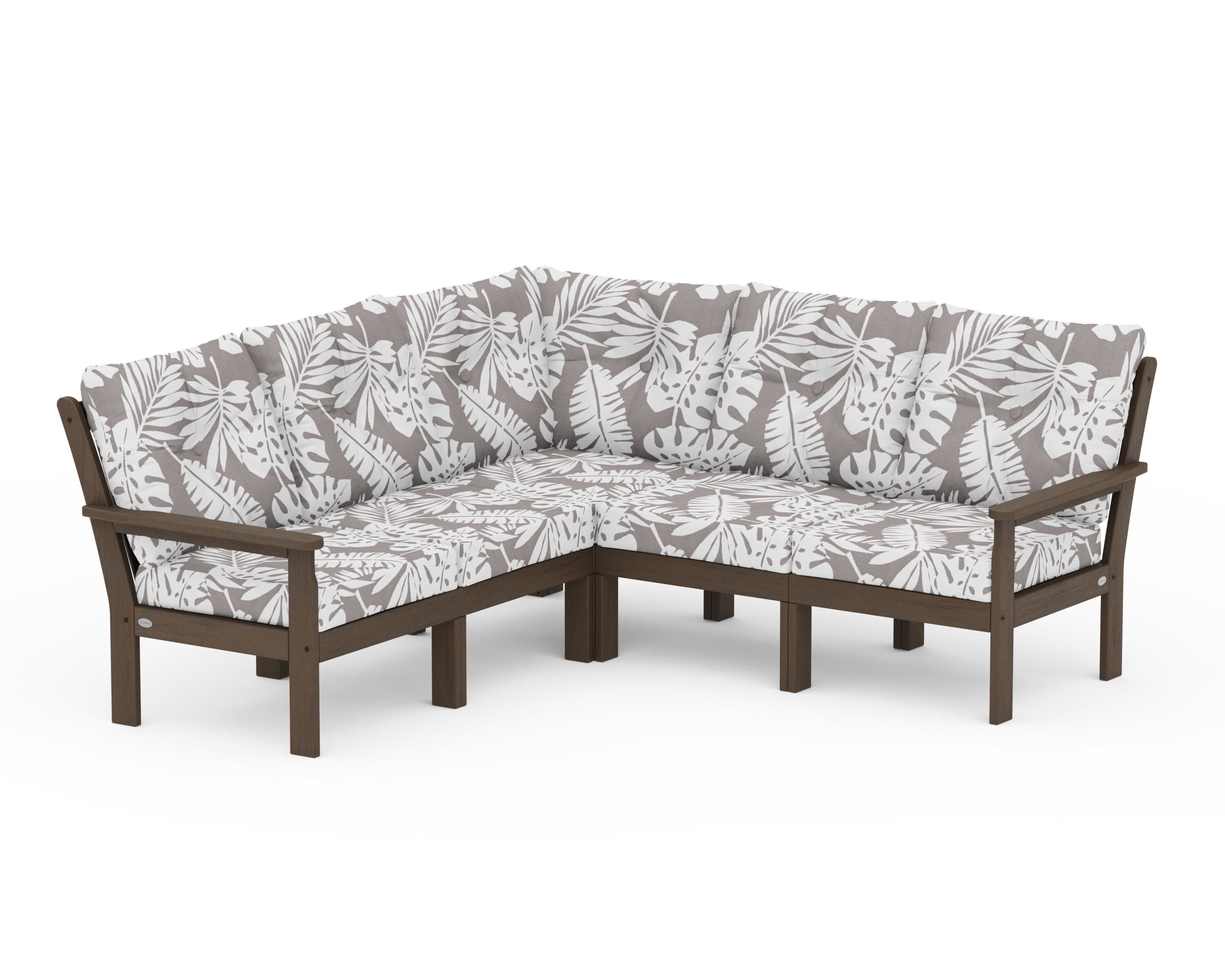 Vineyard 5-Piece Sectional in Kona / Leaf Grey Mist