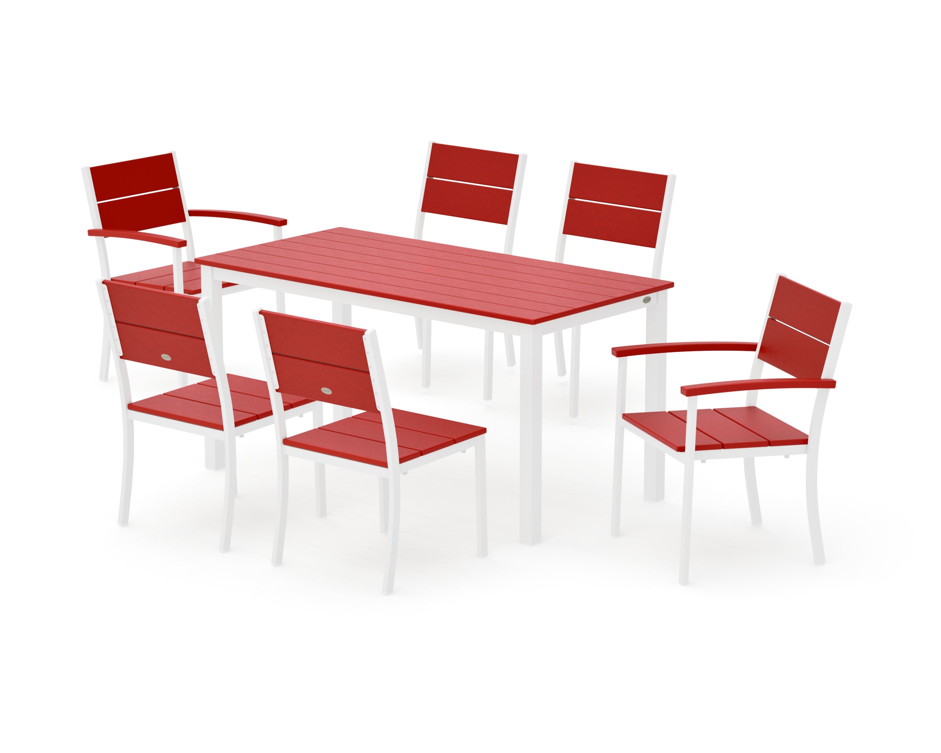 Main Street 7-Piece Dining Set in White / Sunset Red