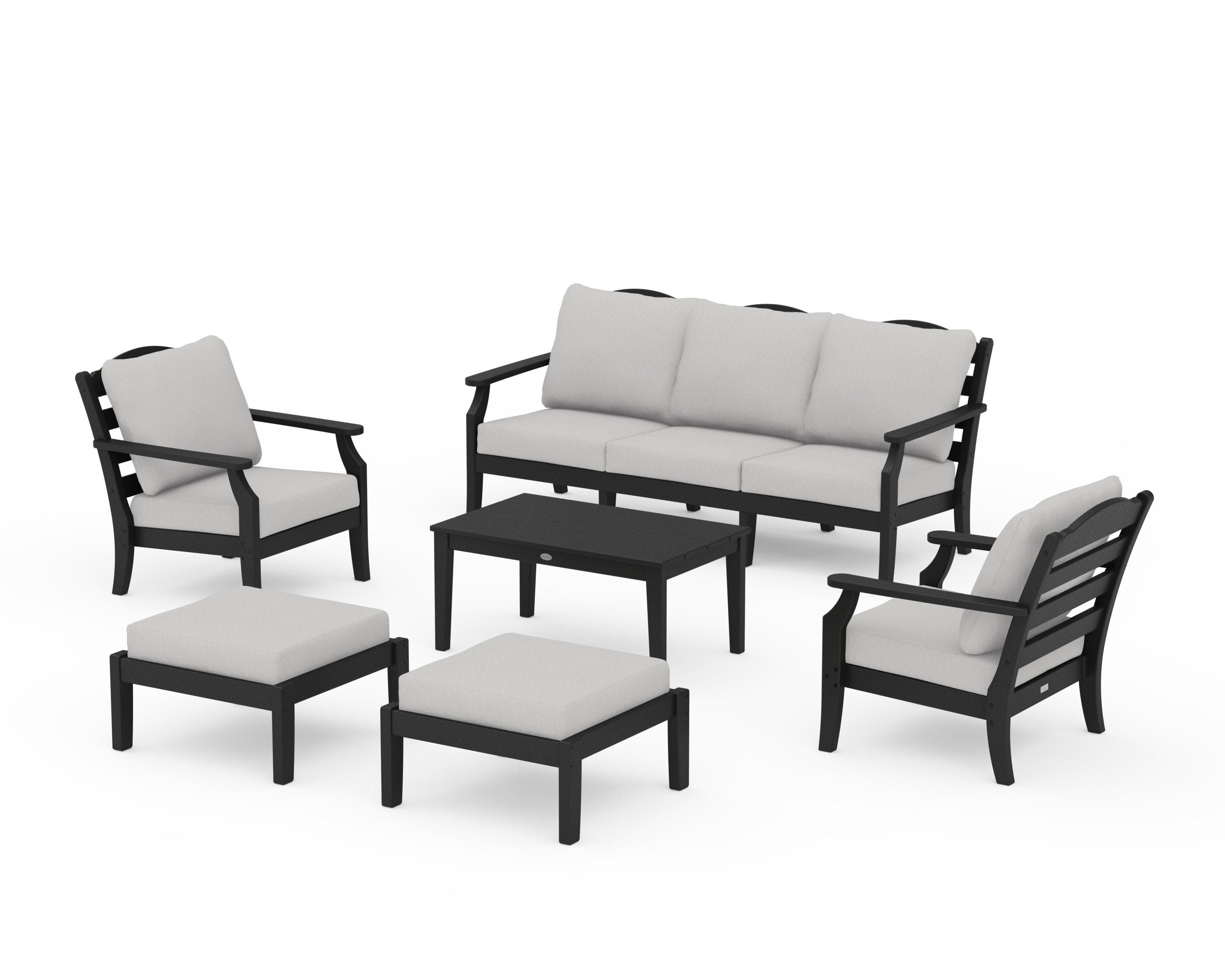 Savannah 6-Piece Lounge Sofa Set in Black / Diamond in the Rough