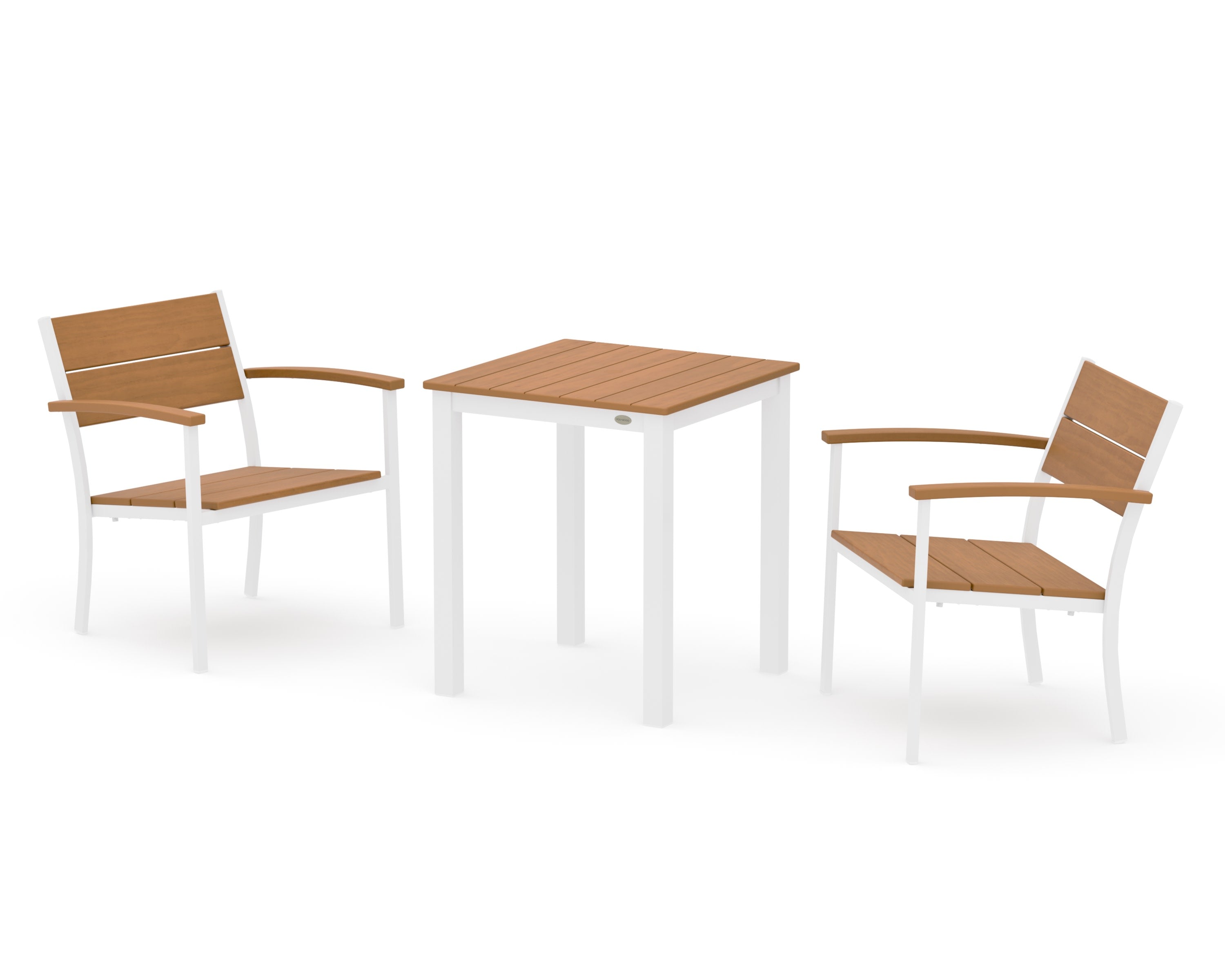 Main Street 3-Piece Square Dining Set in White / Natural