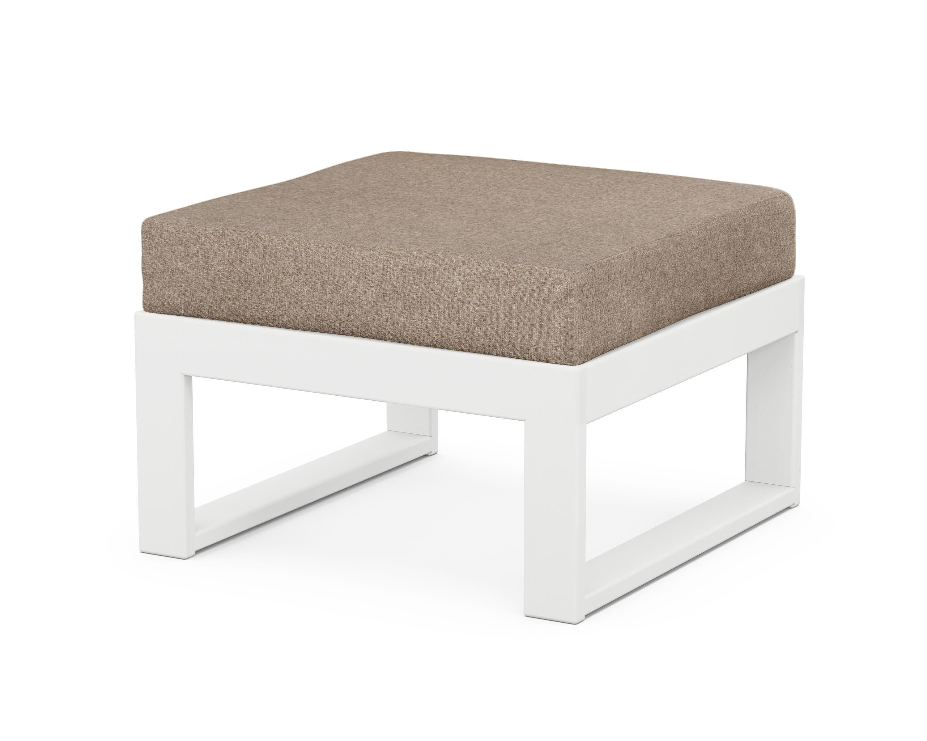 Modular Ottoman - Modern in White / Spiced Burlap