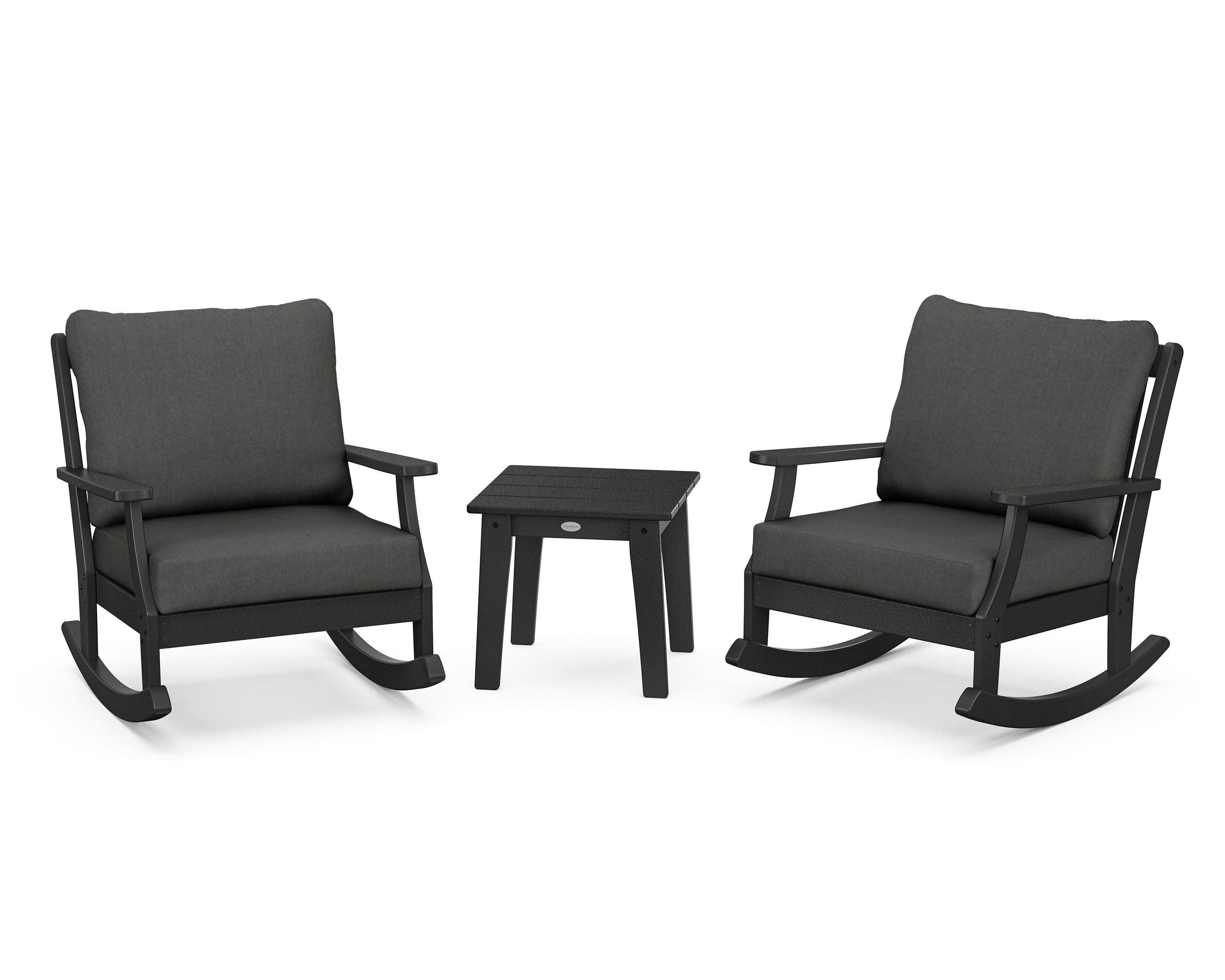 Braxton 3-Piece Deep Seating Rocker Set in Black / Spectrum Carbon