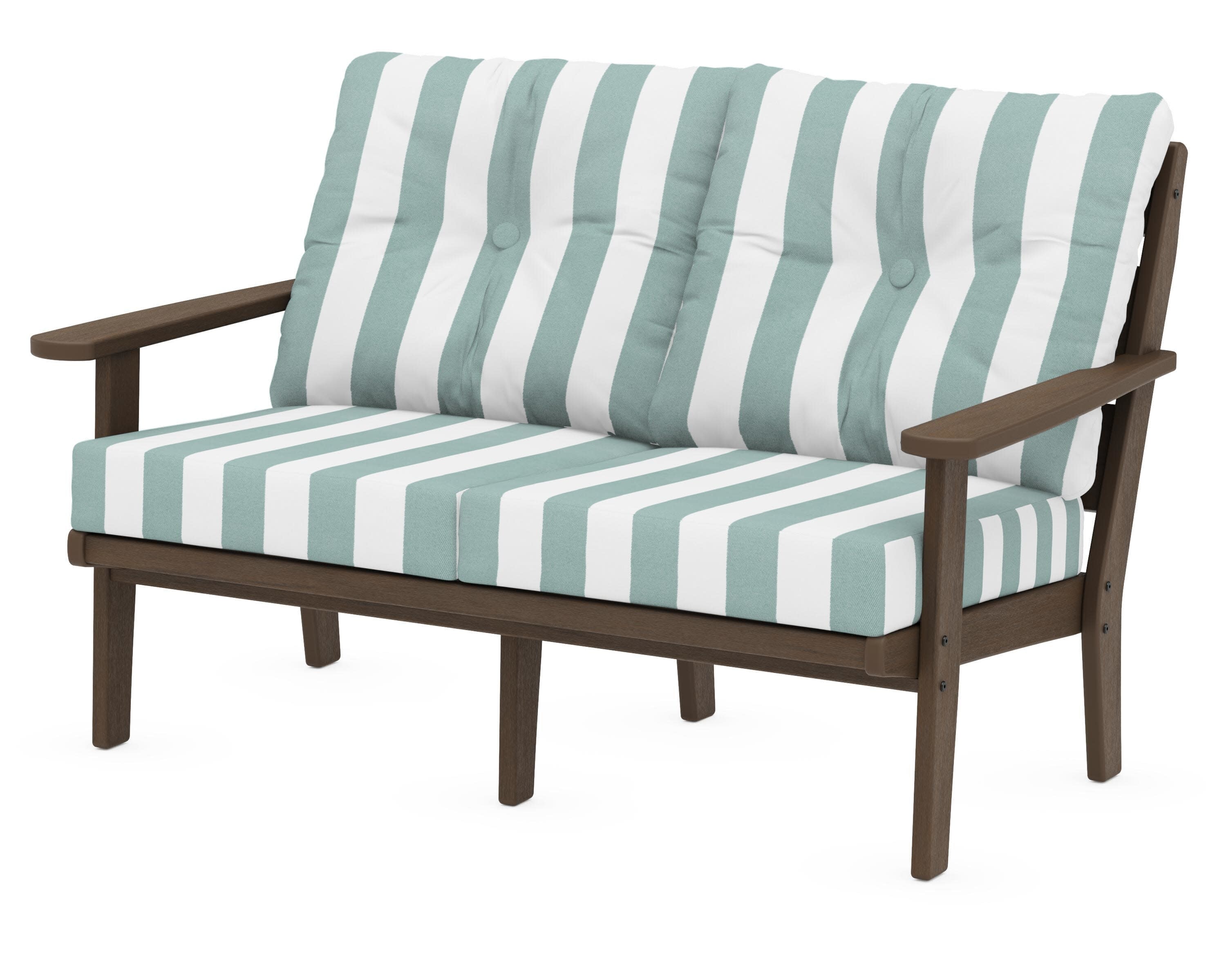 Lakeside Deep Seating Loveseat in Kona / Cabana Stripe Glacier Spa