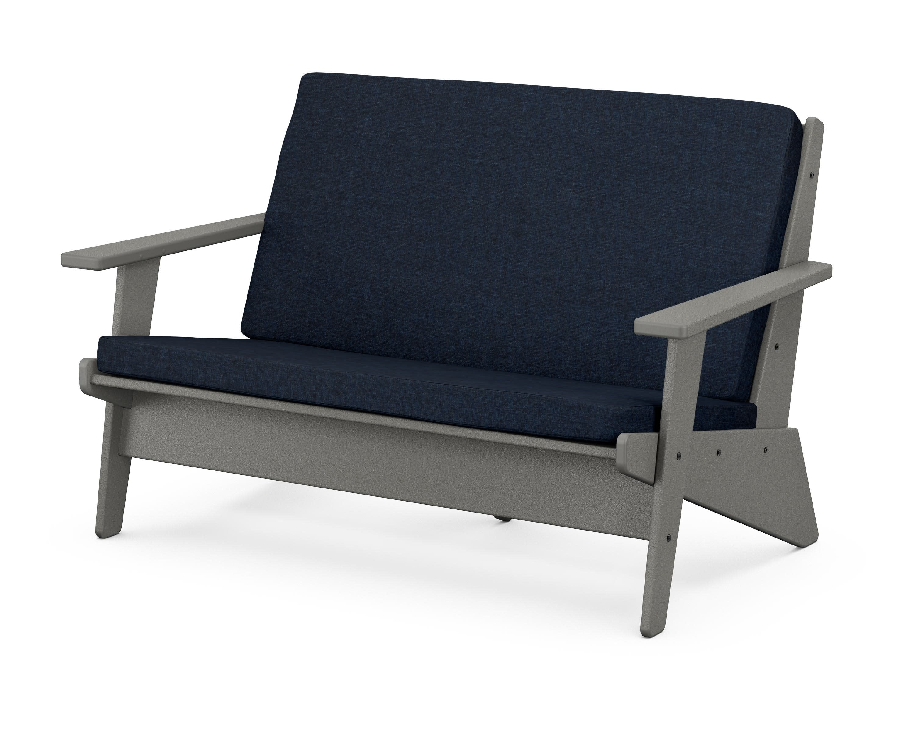 Riviera Modern Lounge Loveseat in Slate Grey / Marine Indigo