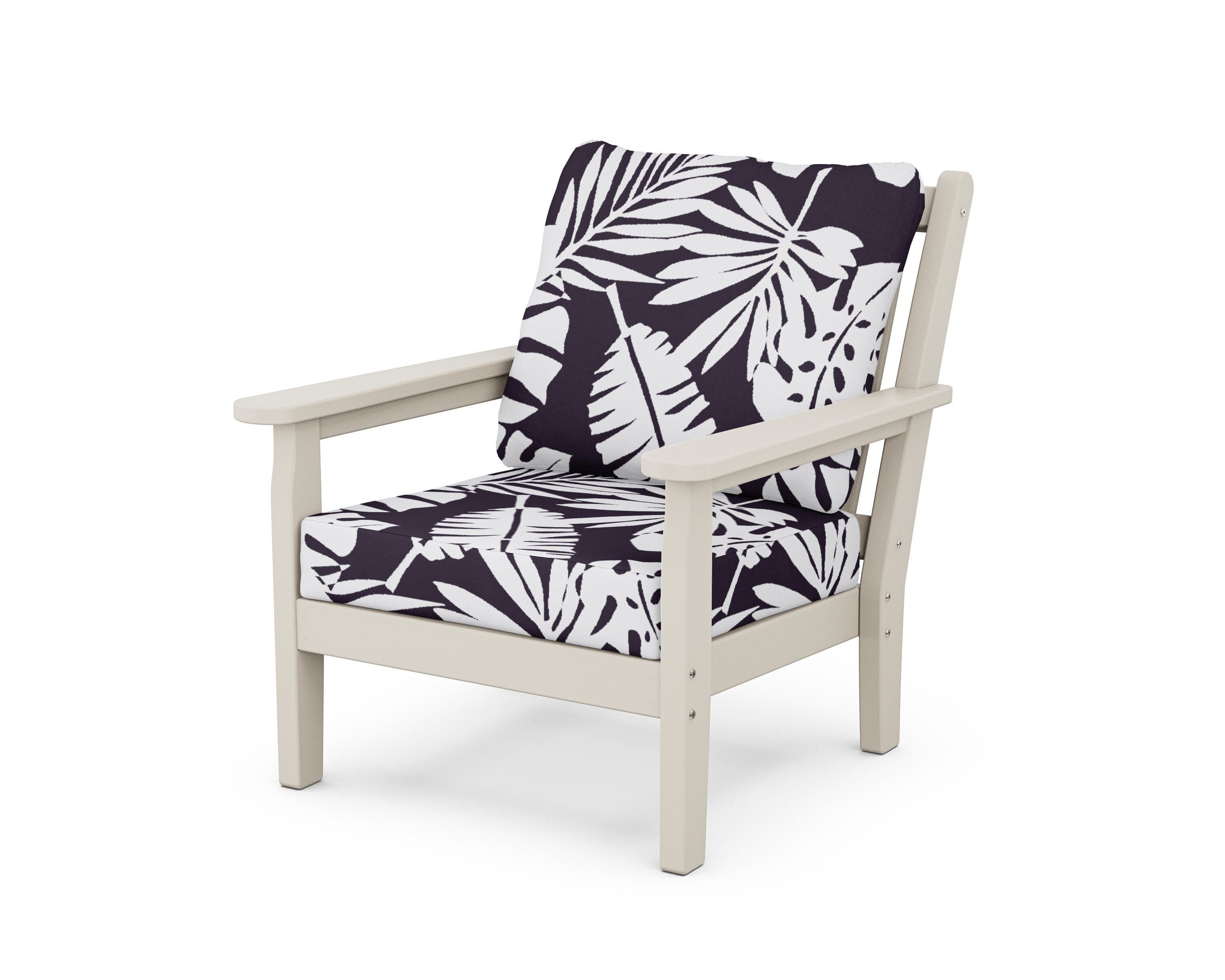 Chippendale Deep Seating Chair in Sand / Leaf Navy