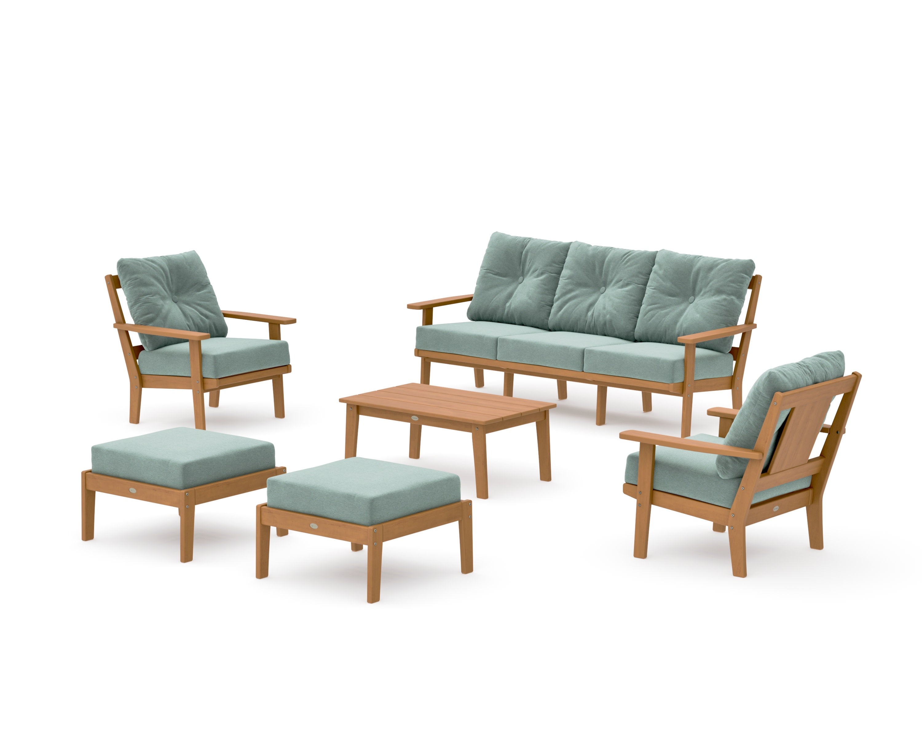 Prairie 6-Piece Lounge Sofa Set in Natural / Glacier Spa