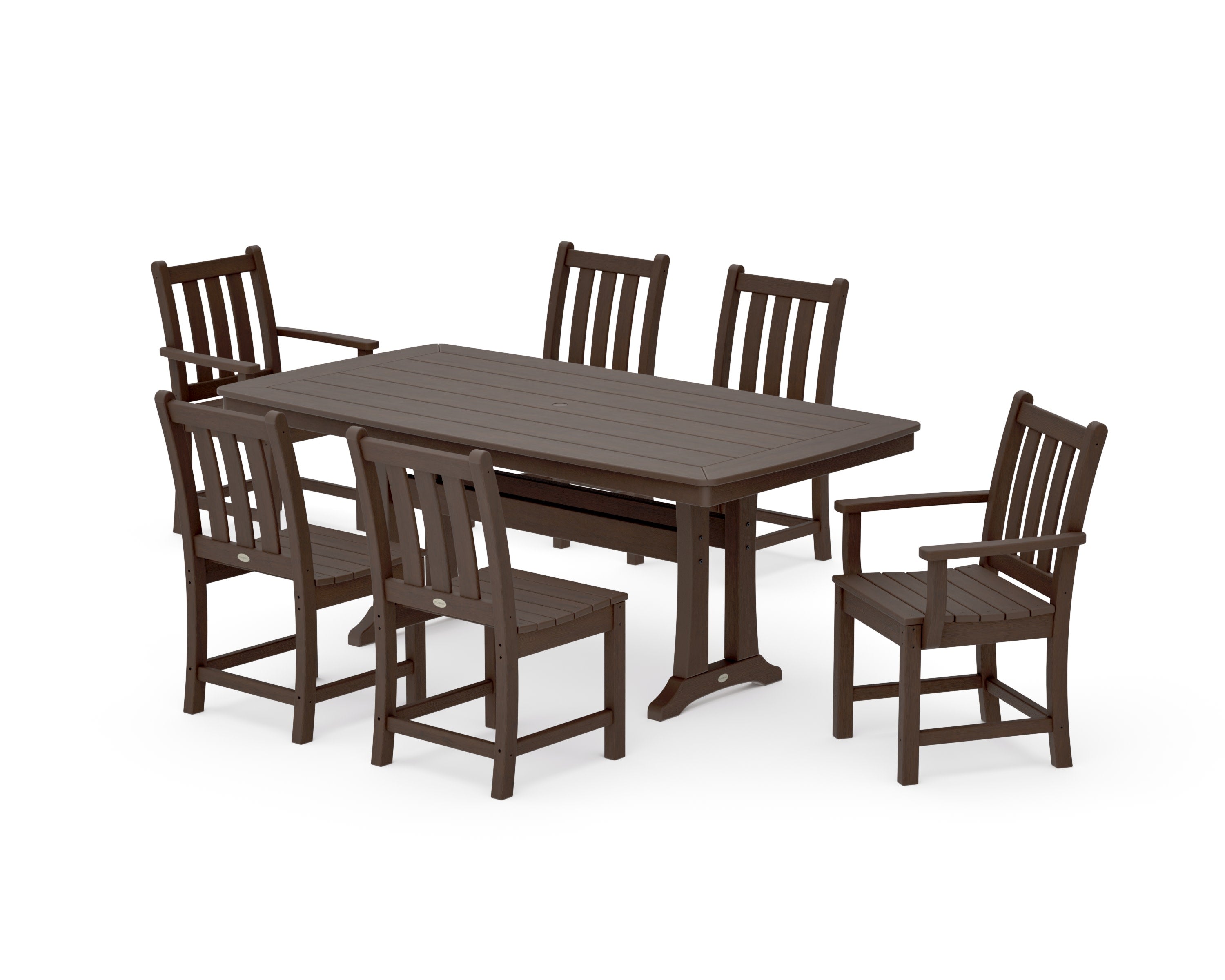 Traditional Garden 7-Piece Dining Set with Trestle Legs in Kona
