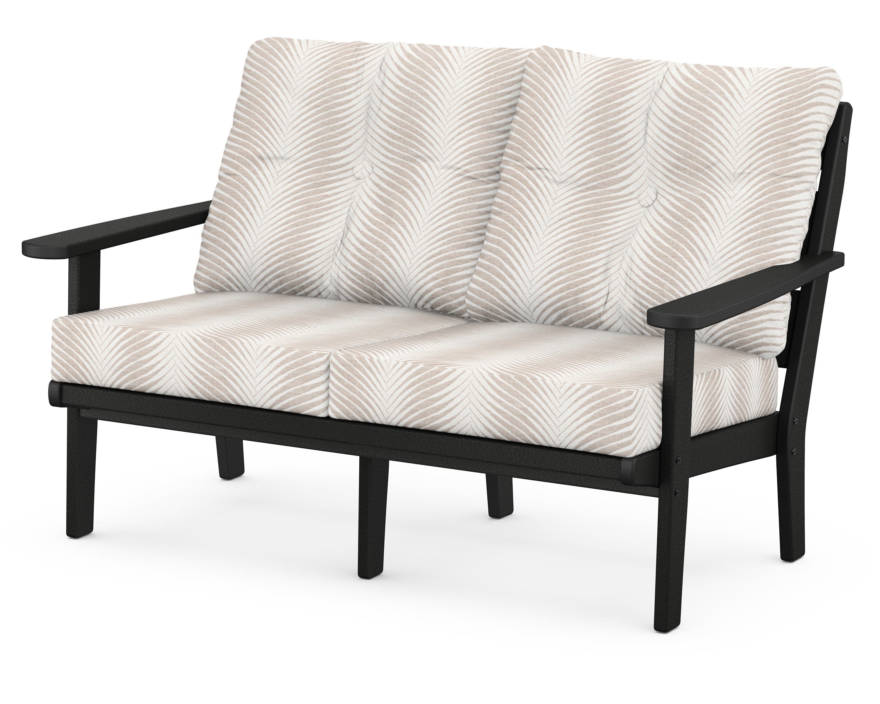 Lakeside Deep Seating Loveseat in Black / Clock Out Cloud